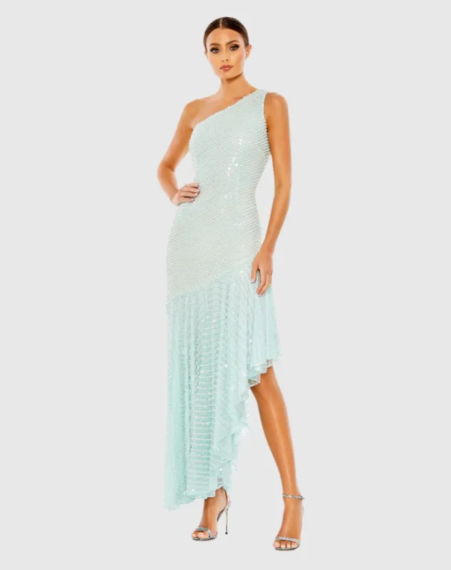 One Shoulder Asymmetrical Hem Dress sold by Mac Duggal