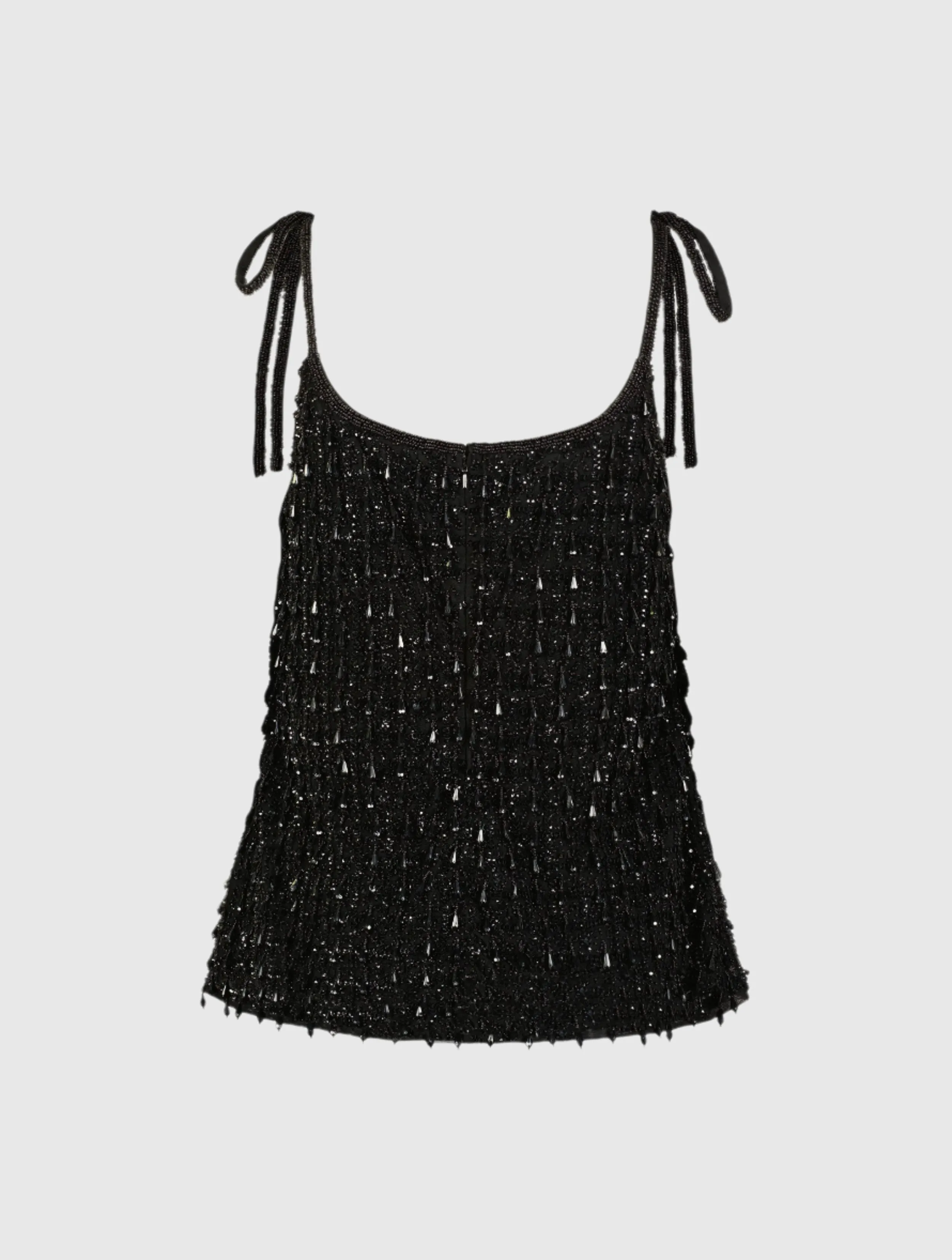 Black Crystal Embellished Soft Tie Cami Top - FINAL SALE sold by Mac Duggal product image thumbnail 3
