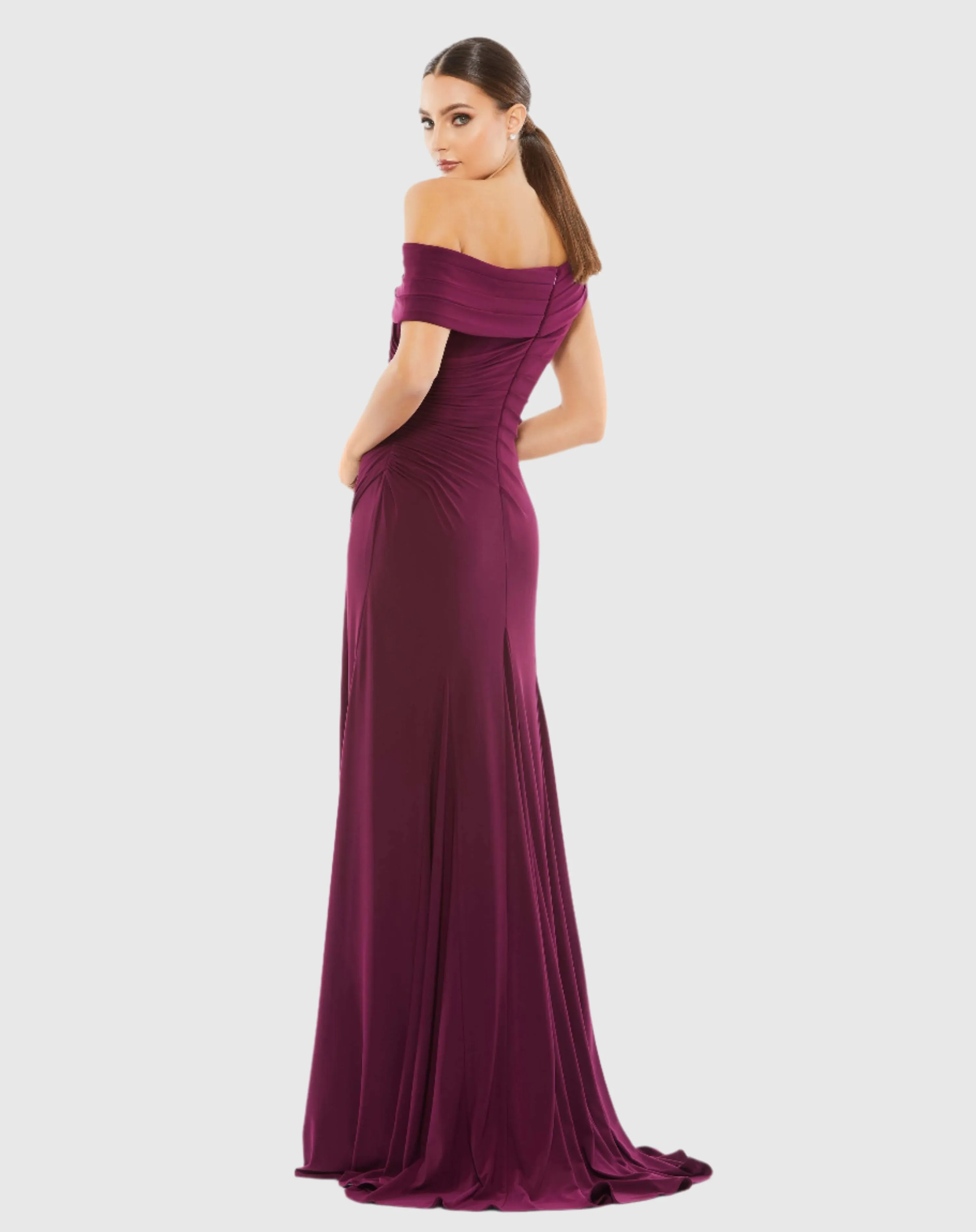 Purple Foldover Off-the-Shoulder Slit Gown sold by Mac Duggal product image thumbnail 3