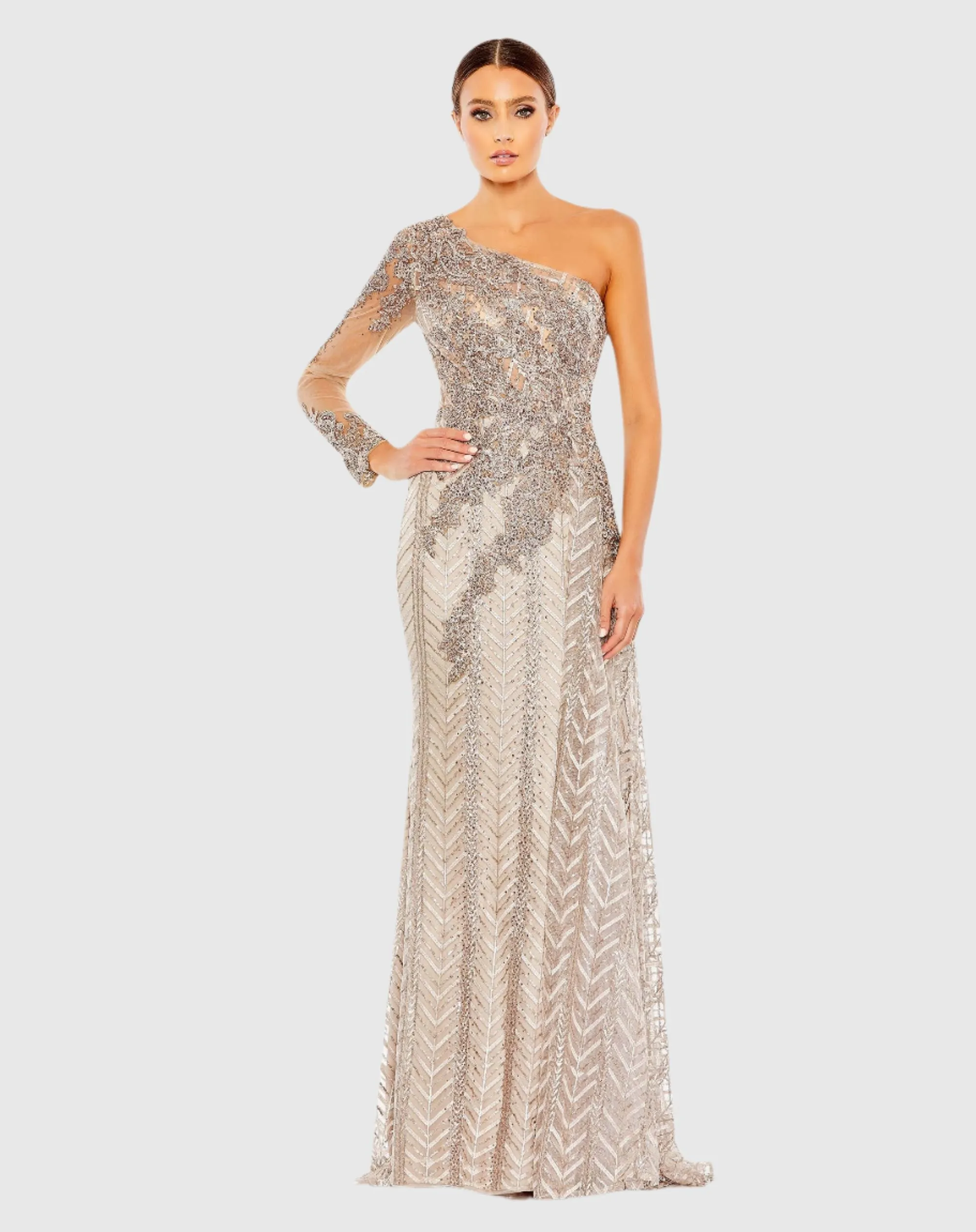 Embellished One Shoulder A Line Gown sold by Mac Duggal