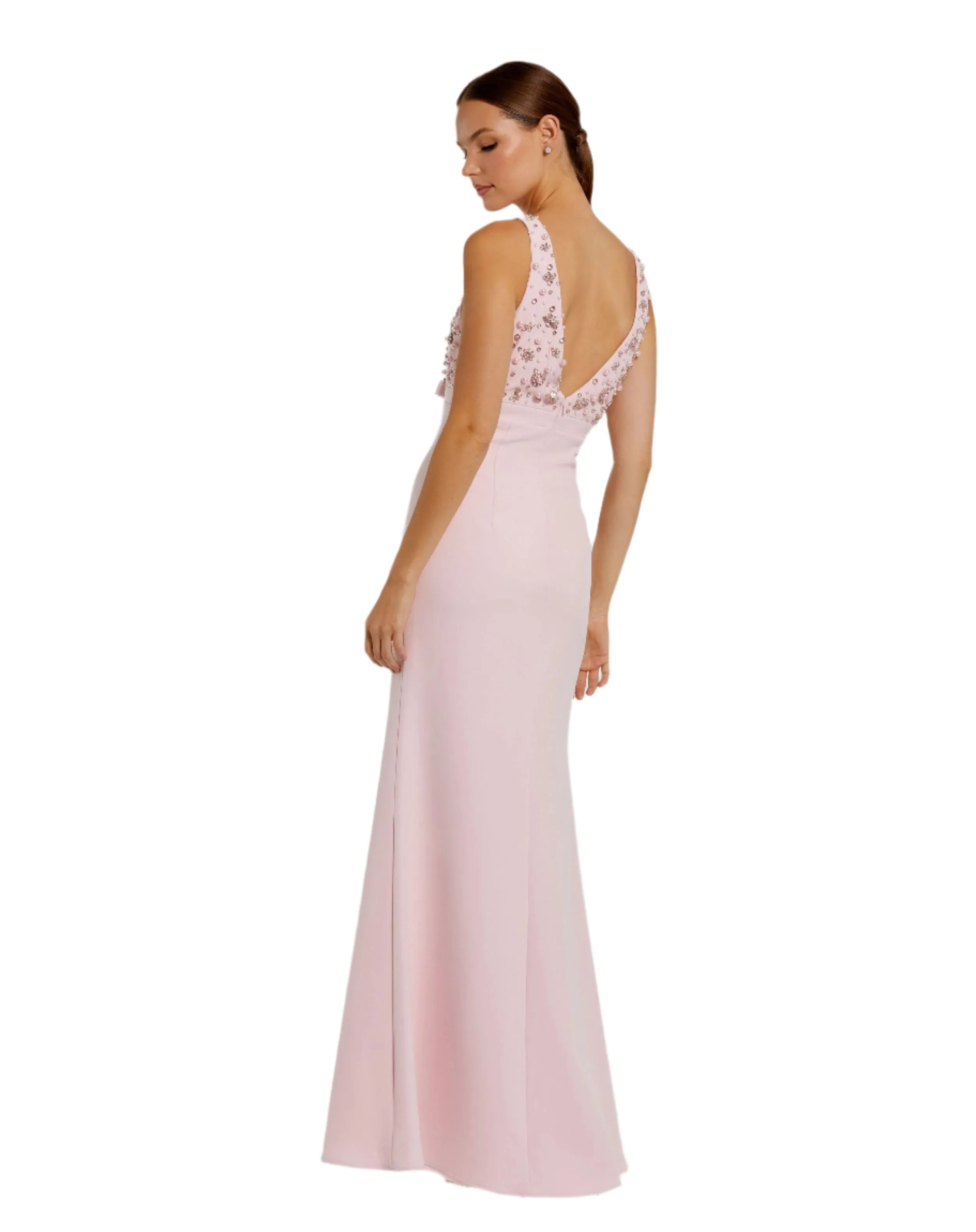 Pink Sleeveless Embellished Crepe Gown With Bow sold by Mac Duggal product image thumbnail 3
