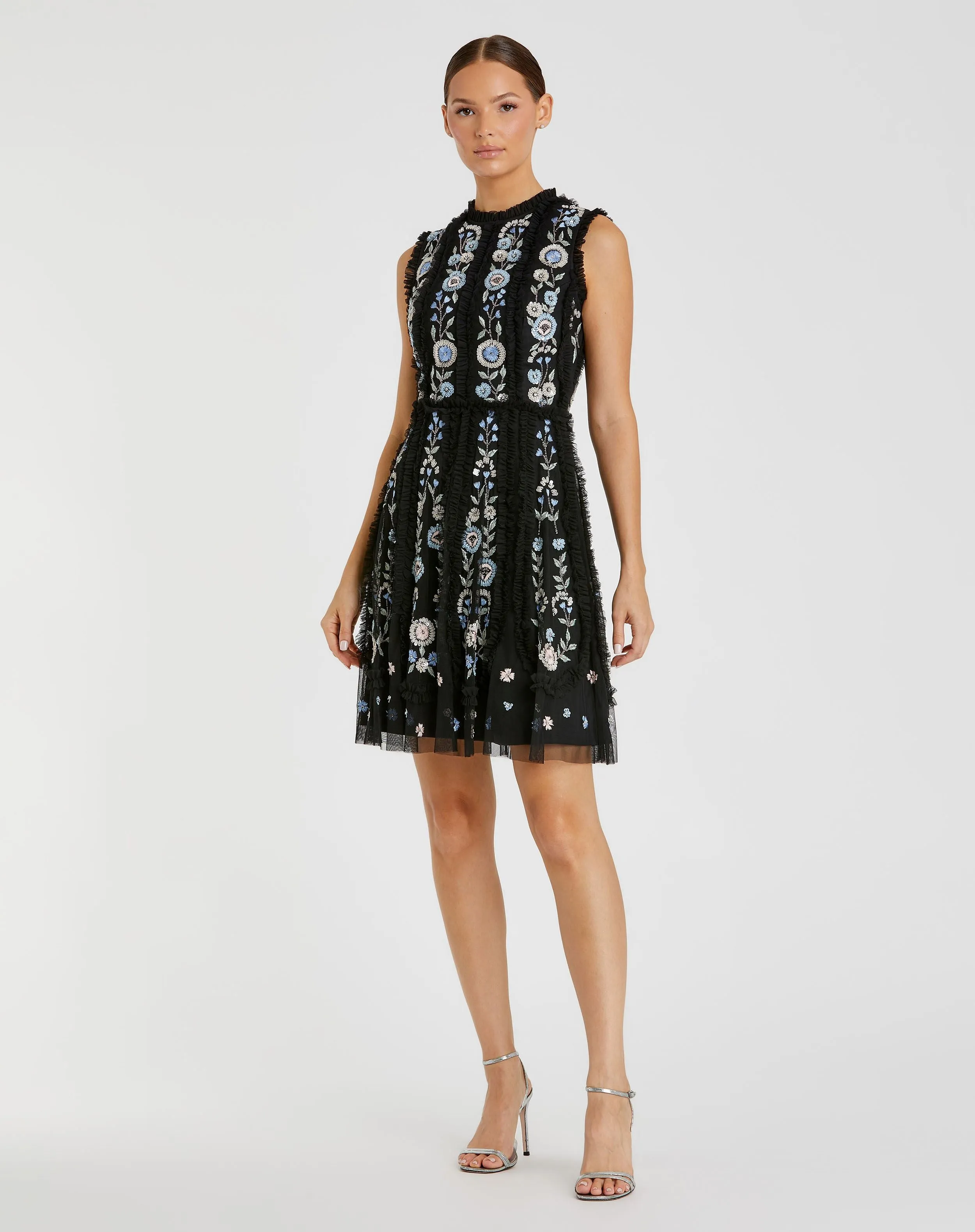 Sleeveless High Neck Embroidered Mini Dress sold by Mac Duggal