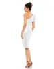 White Sequined Flutter One Shoulder Fitted Midi Dress sold by Mac Duggal