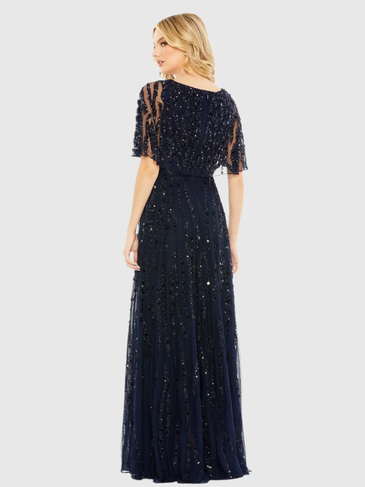 Navy Embellished V-neck Empire Waist Gown sold by Mac Duggal product image thumbnail 3