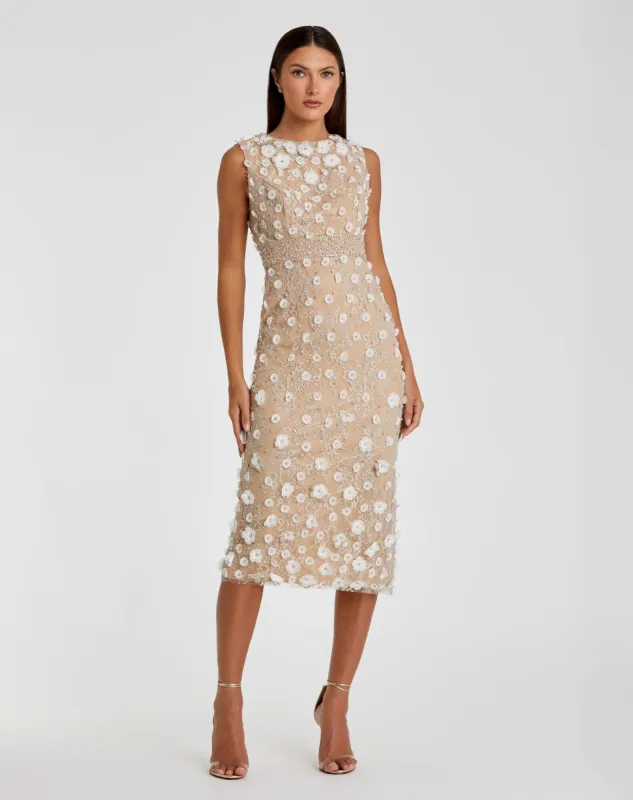 Floral Applique Sleeveless Midi Dress sold by Mac Duggal