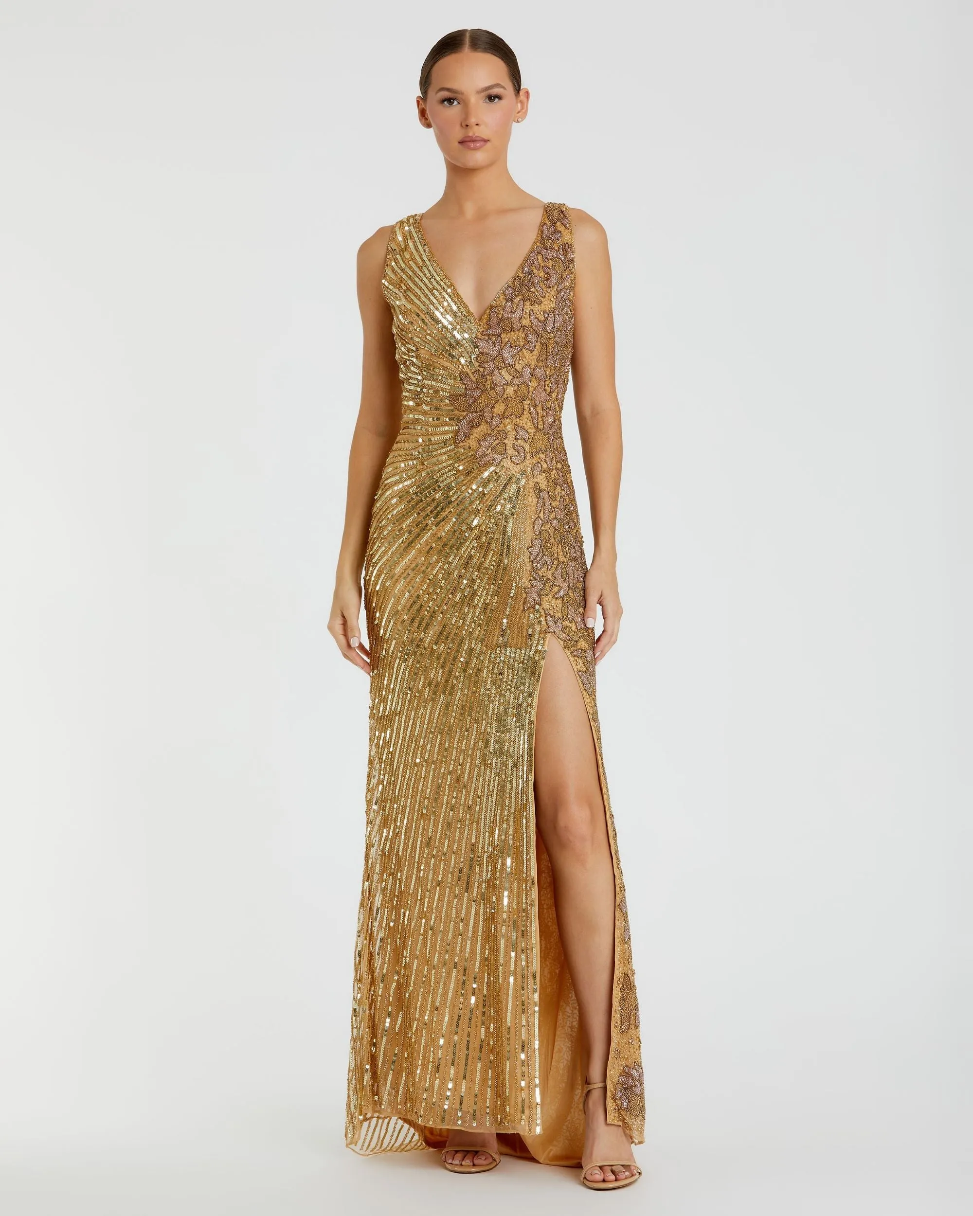 Beaded Floral Sleeveless Gown sold by Mac Duggal