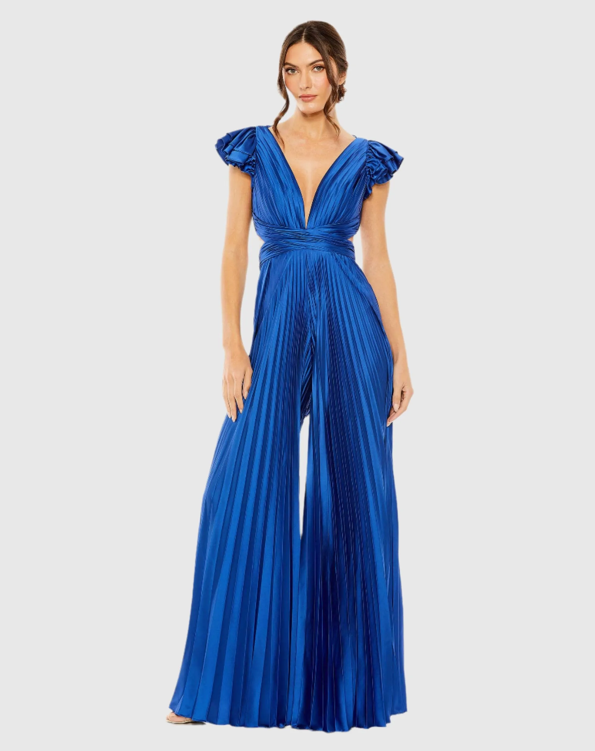 Ruffle Cap Sleeve Cutout Heat Pleated Jumpsuit sold by Mac Duggal product image thumbnail 2
