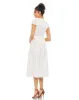 White High Neck Cap Sleeve Tea Length Dress sold by Mac Duggal