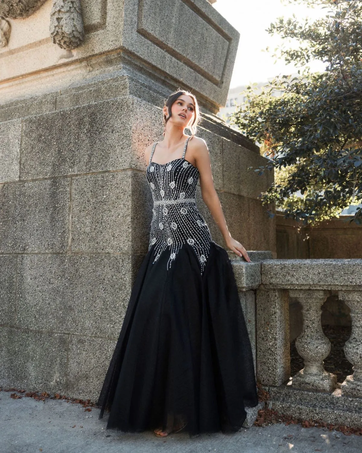 Black Slim Strap Embellished Bustier Gown sold by Mac Duggal product image thumbnail 5