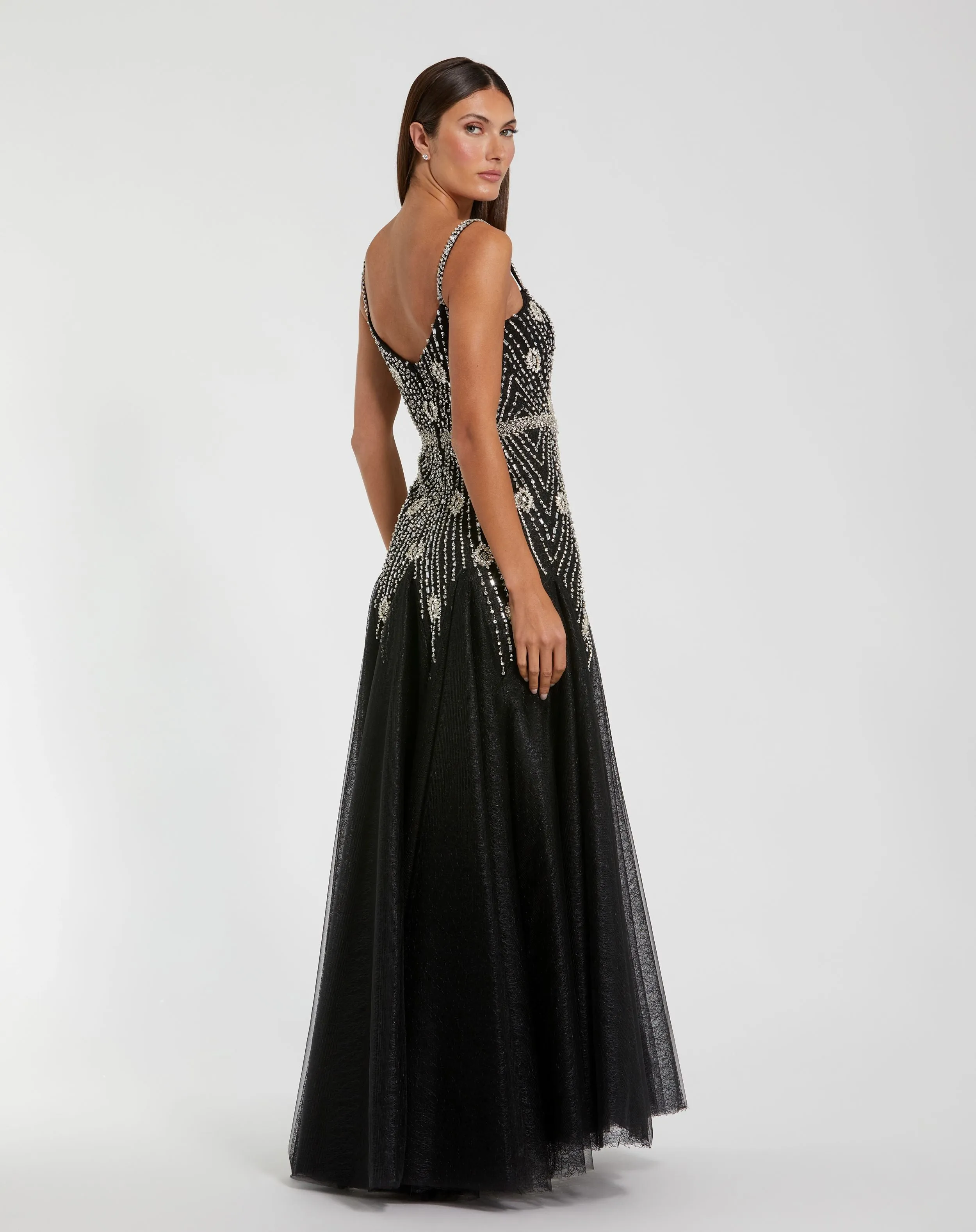 Black Slim Strap Embellished Bustier Gown sold by Mac Duggal product image thumbnail 3