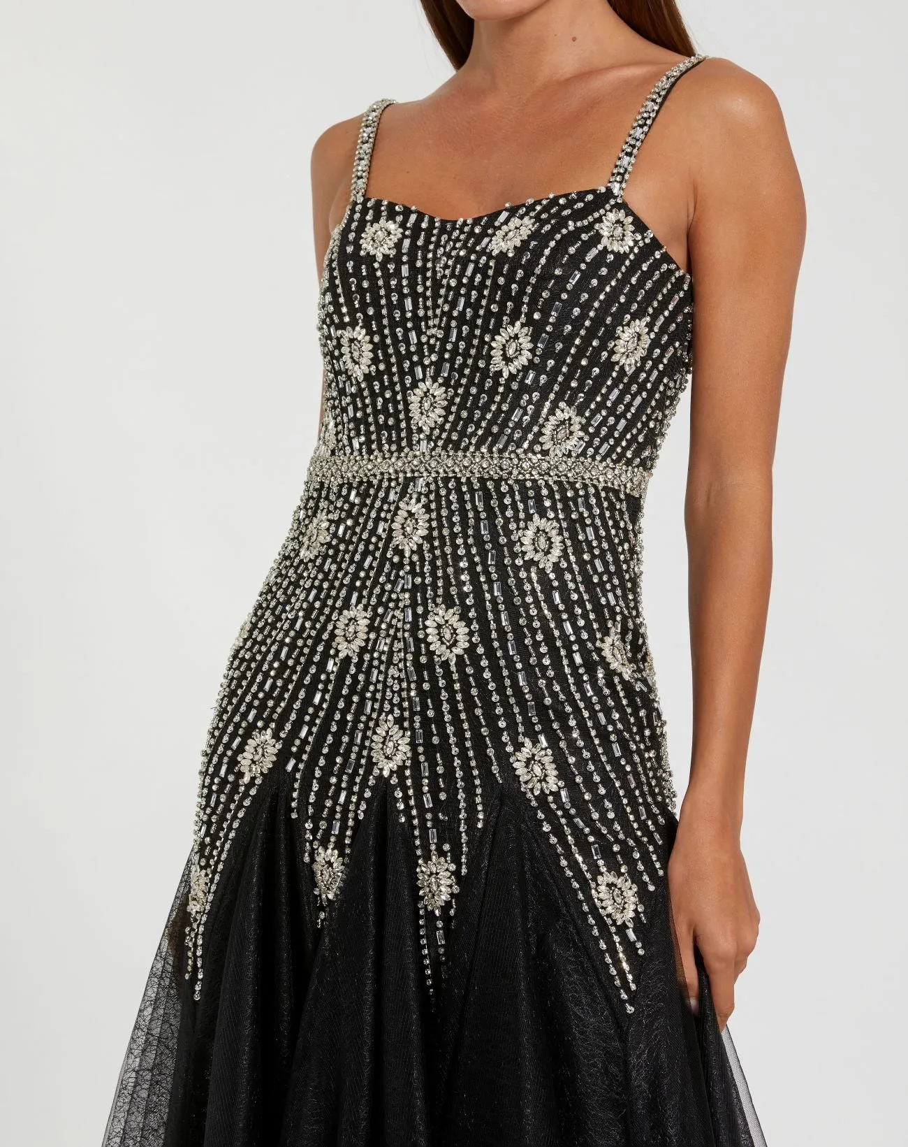 Black Slim Strap Embellished Bustier Gown sold by Mac Duggal product image thumbnail 2