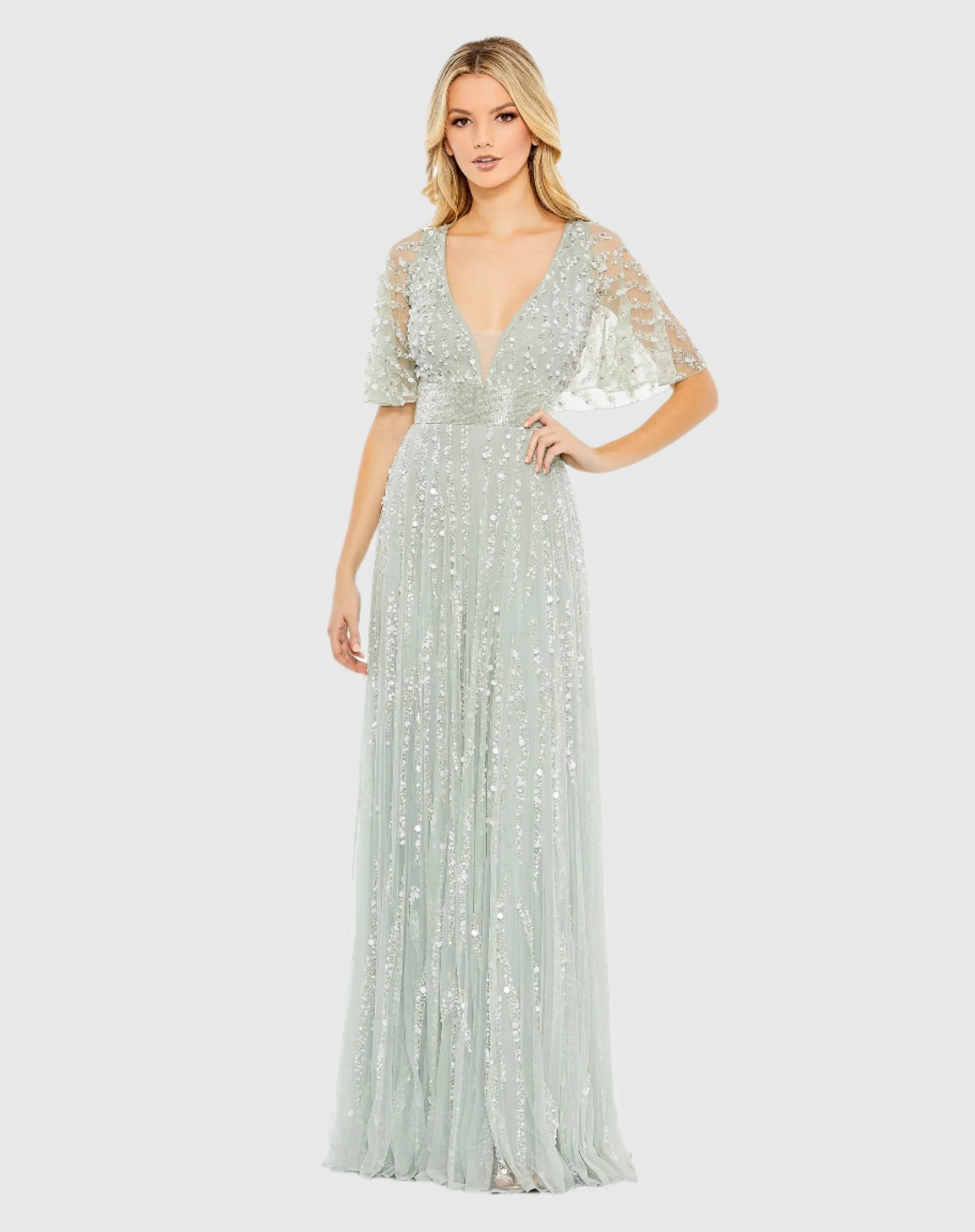 Embellished V-neck Column Gown sold by Mac Duggal product image thumbnail 2