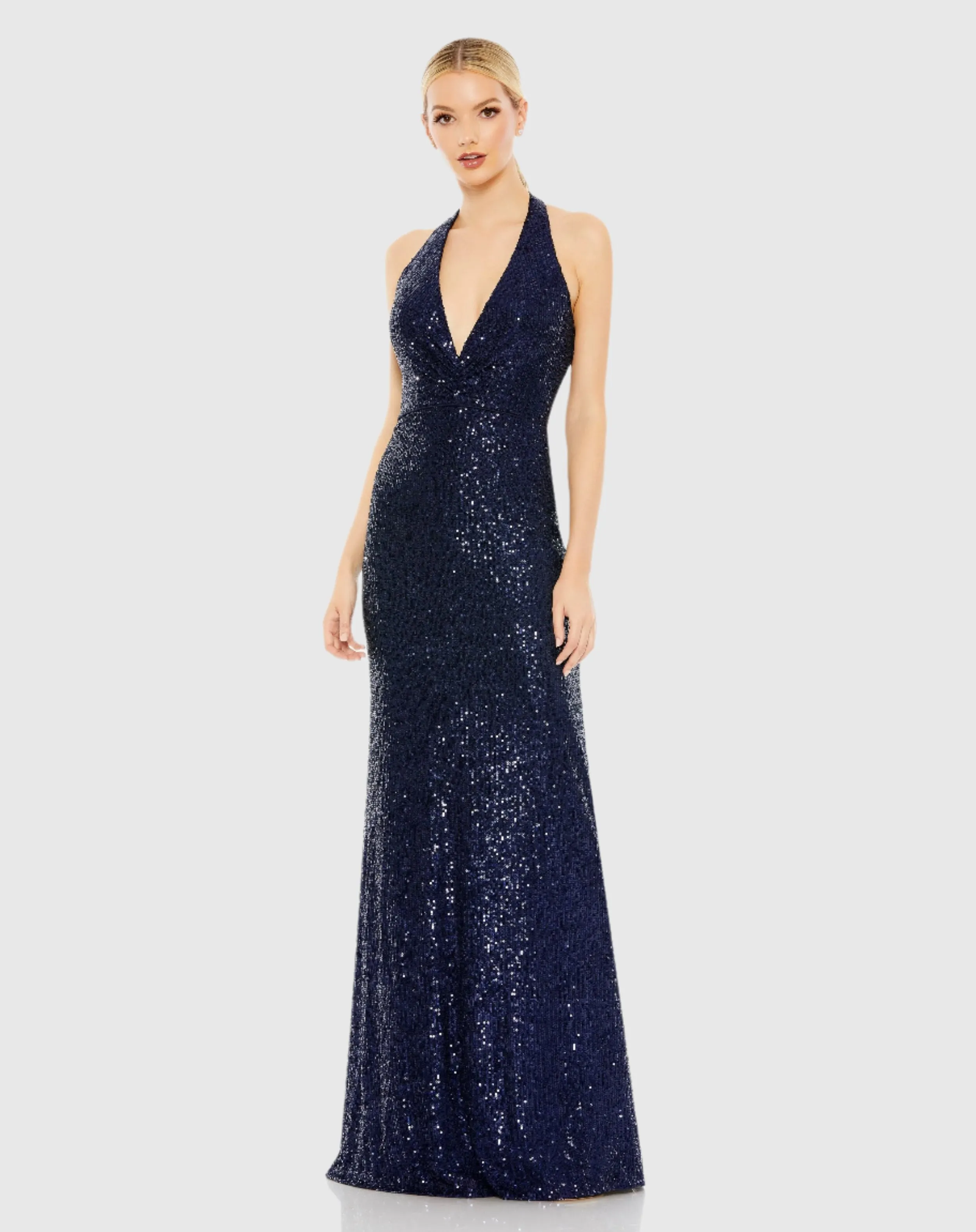 Sequined Halter Strap Plunge Neck Gown sold by Mac Duggal product image thumbnail 2