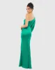 Green Satin Puff Sleeve Gown sold by Mac Duggal