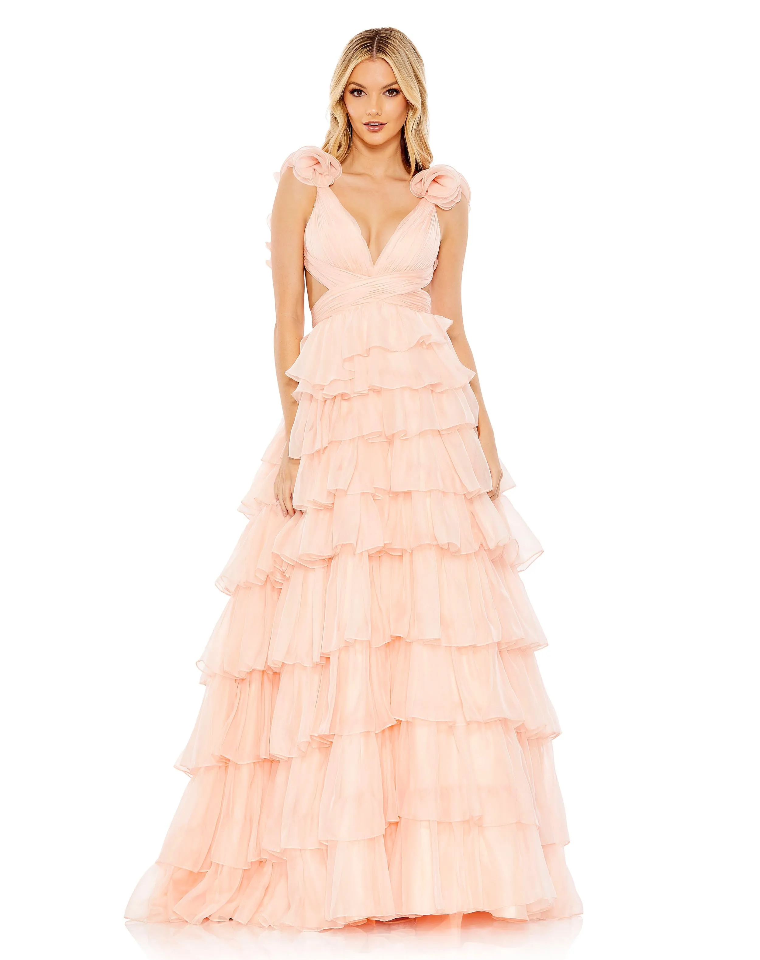 Ruffled Lace Up Back Ballgown sold by Mac Duggal product image thumbnail 2