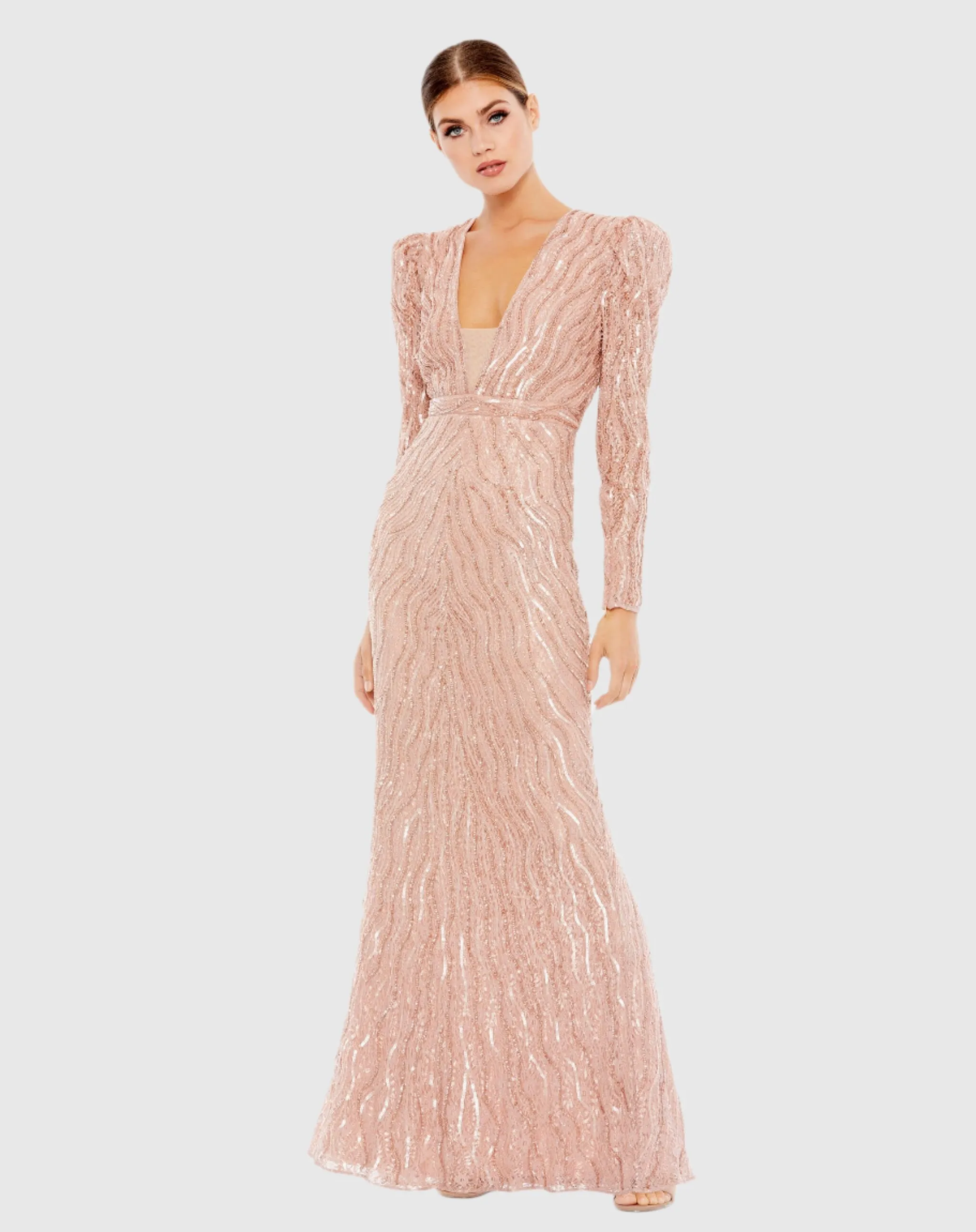 Beaded Puff Sleeve Trumpet Evening Gown sold by Mac Duggal product image thumbnail 2