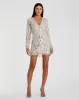 Long Sleeve Beaded Fringe Plunge Neck Dress sold by Mac Duggal