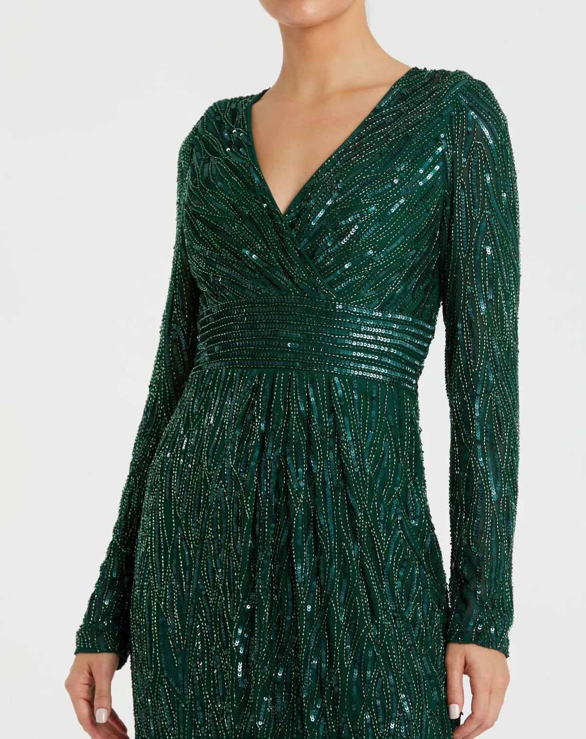 Green Long Sleeve Embellished Sequin Cocktail Dress sold by Mac Duggal product image thumbnail 2