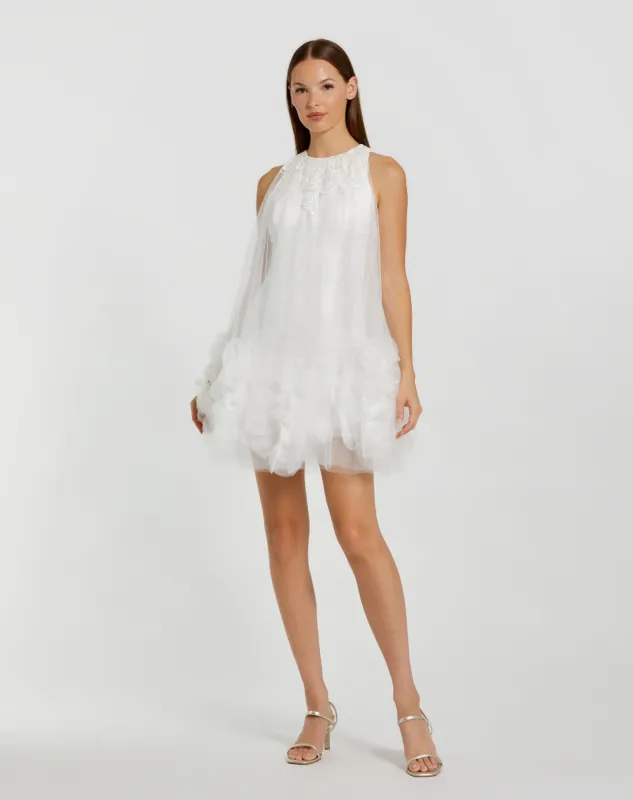 Halter Neck Flowy Petal A Line Mini Dress made by Mac Duggal