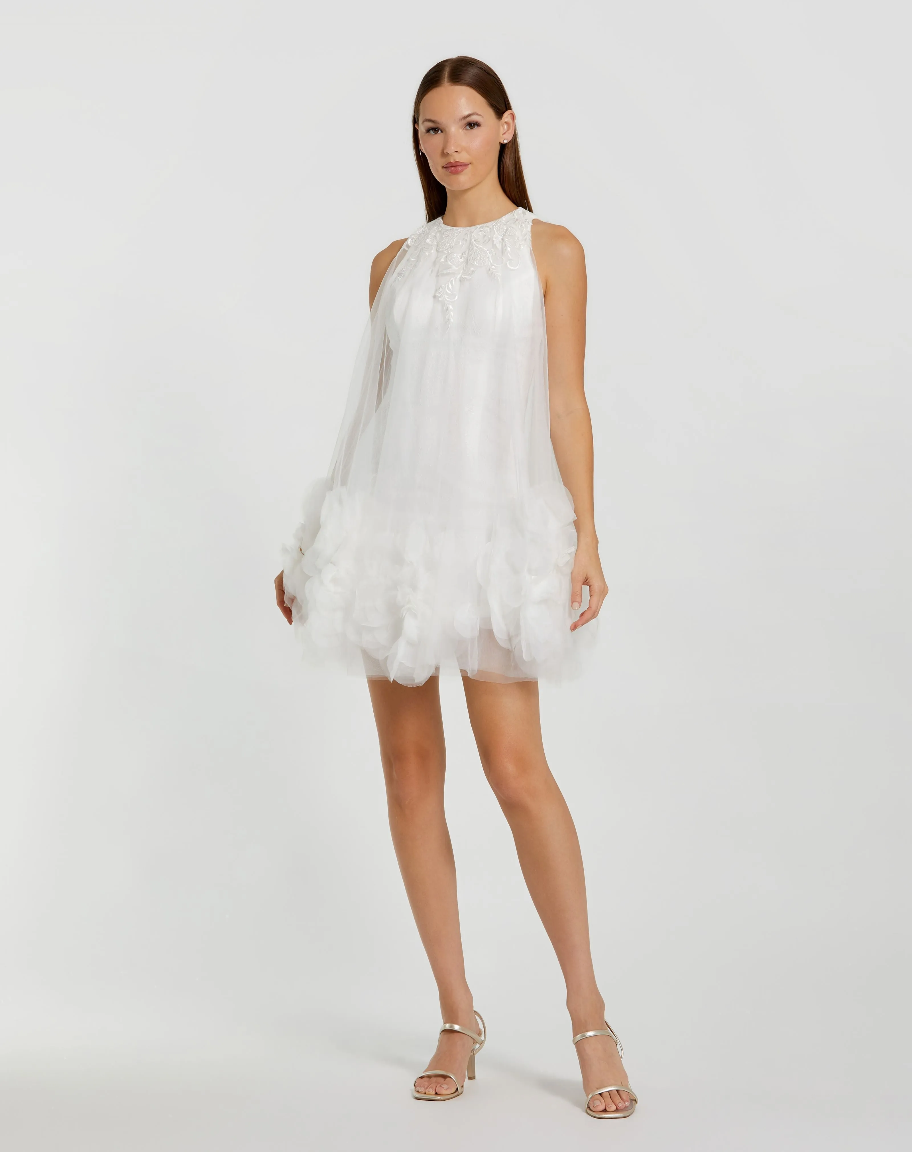 Halter Neck Flowy Petal A Line Mini Dress sold by Mac Duggal