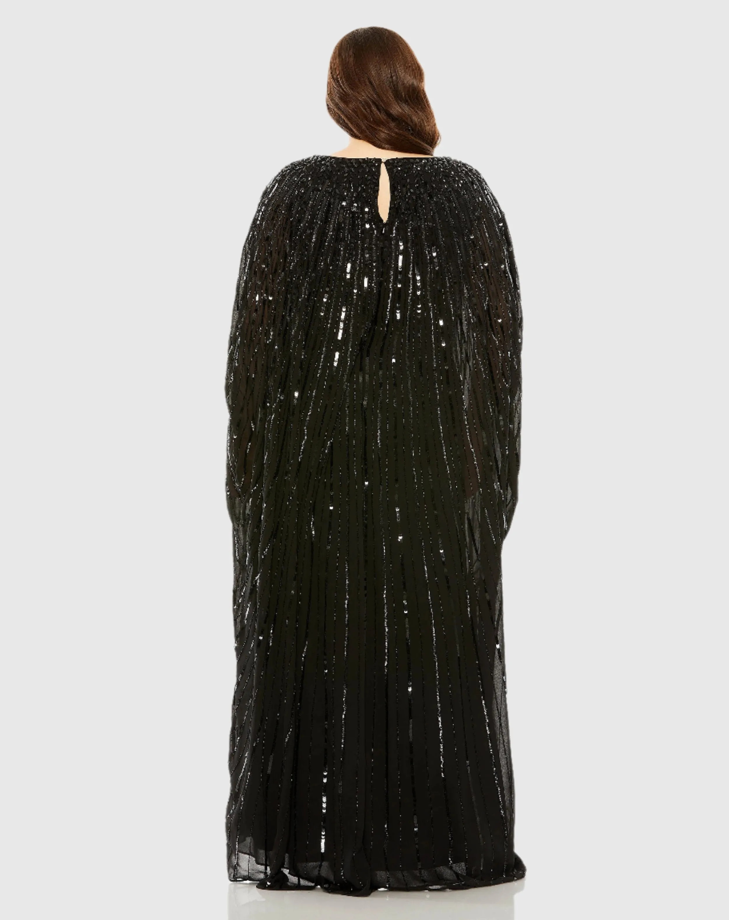 Black Embellished Column Cape Gown sold by Mac Duggal product image thumbnail 3