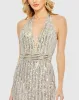 Silver Sequined Halter Strap Trumpet Gown sold by Mac Duggal