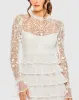 White Embroidered Long Sleeve Ruffled Tiered Dress sold by Mac Duggal