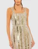 Gold and Silver Halter Neck Embellished Detailed Back Gown sold by Mac Duggal