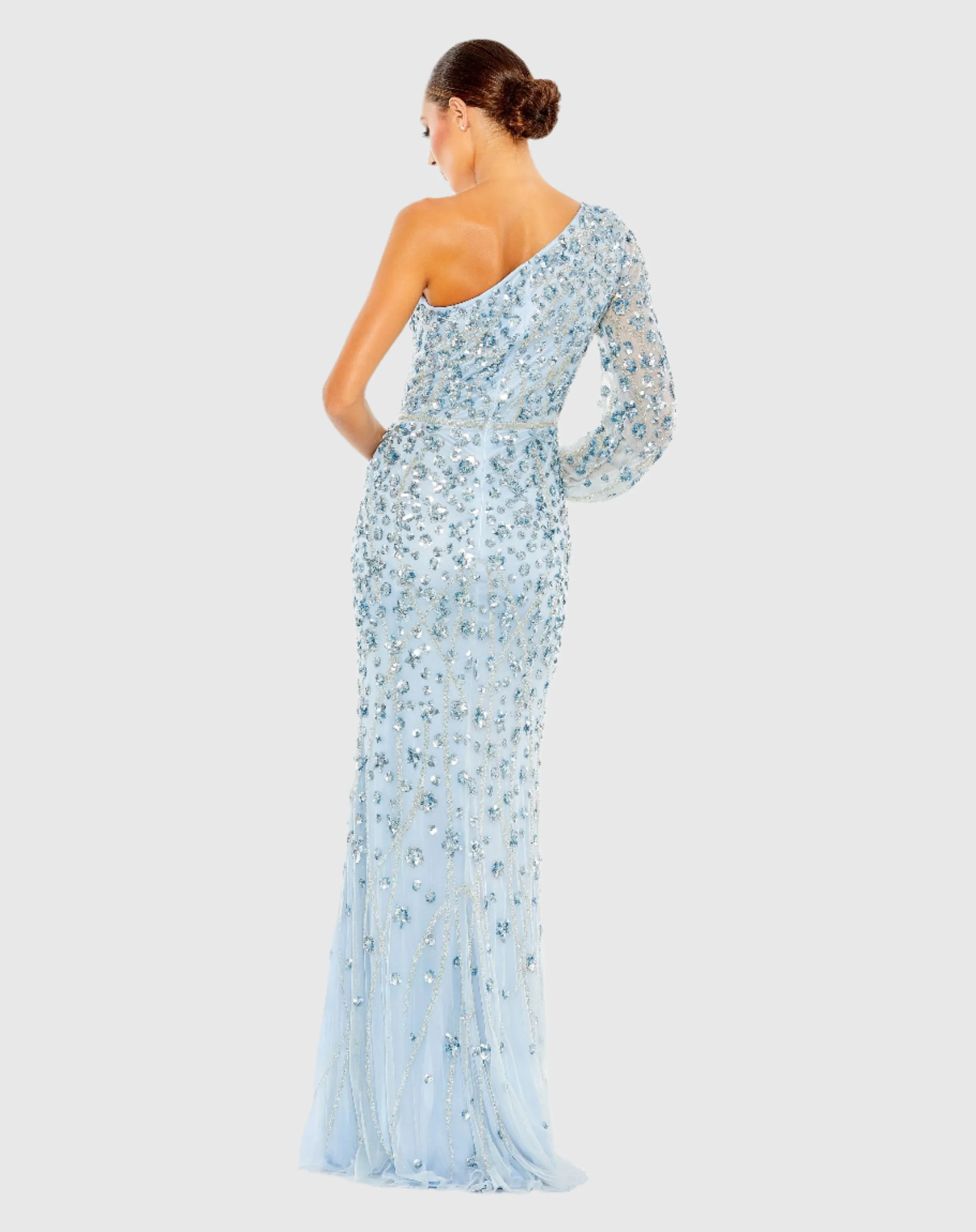 Blue Embellished One Sleeve Faux Wrap Gown sold by Mac Duggal product image thumbnail 3