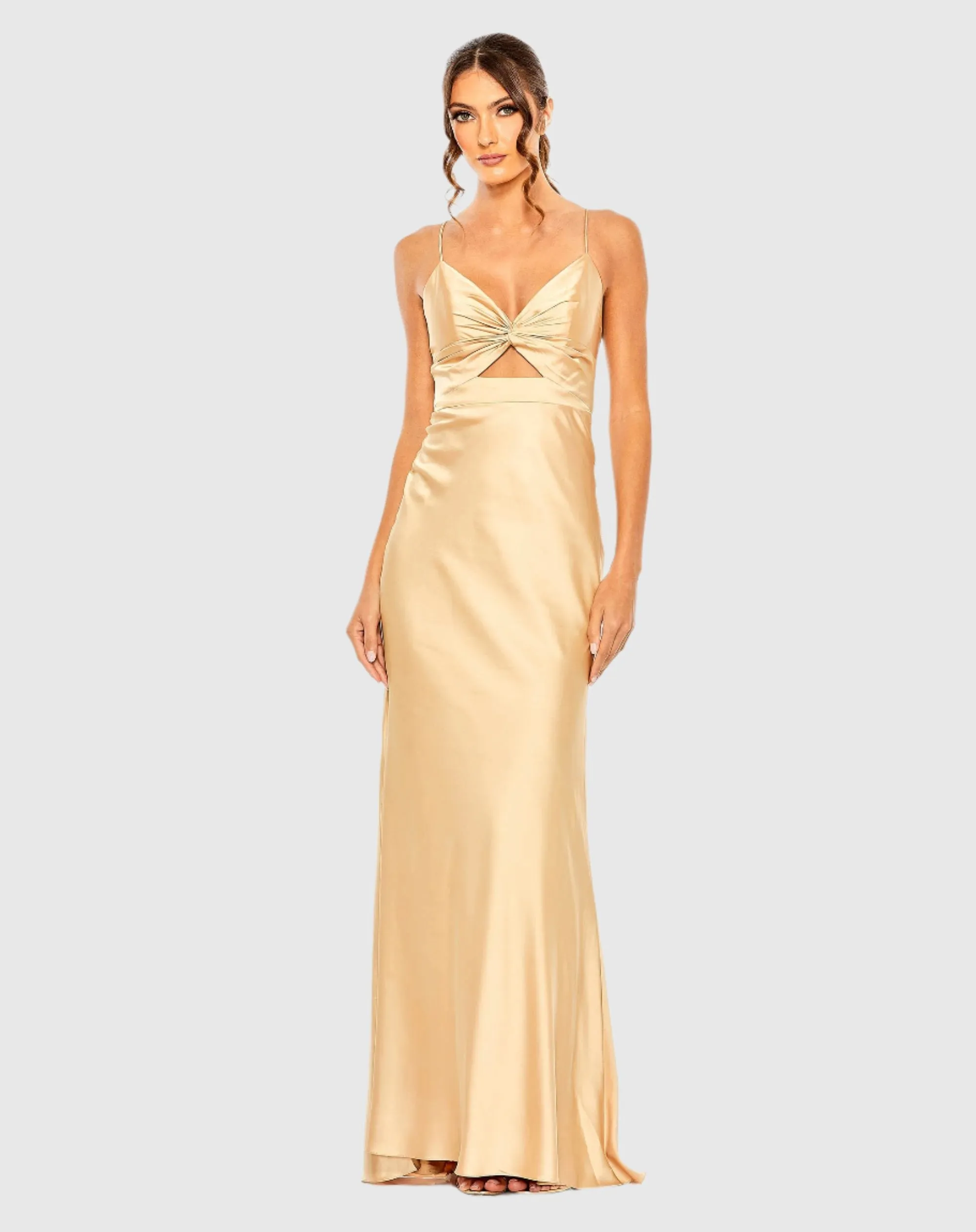 Gold Tie Front with Keyhole Detail Gown - FINAL SALE sold by Mac Duggal