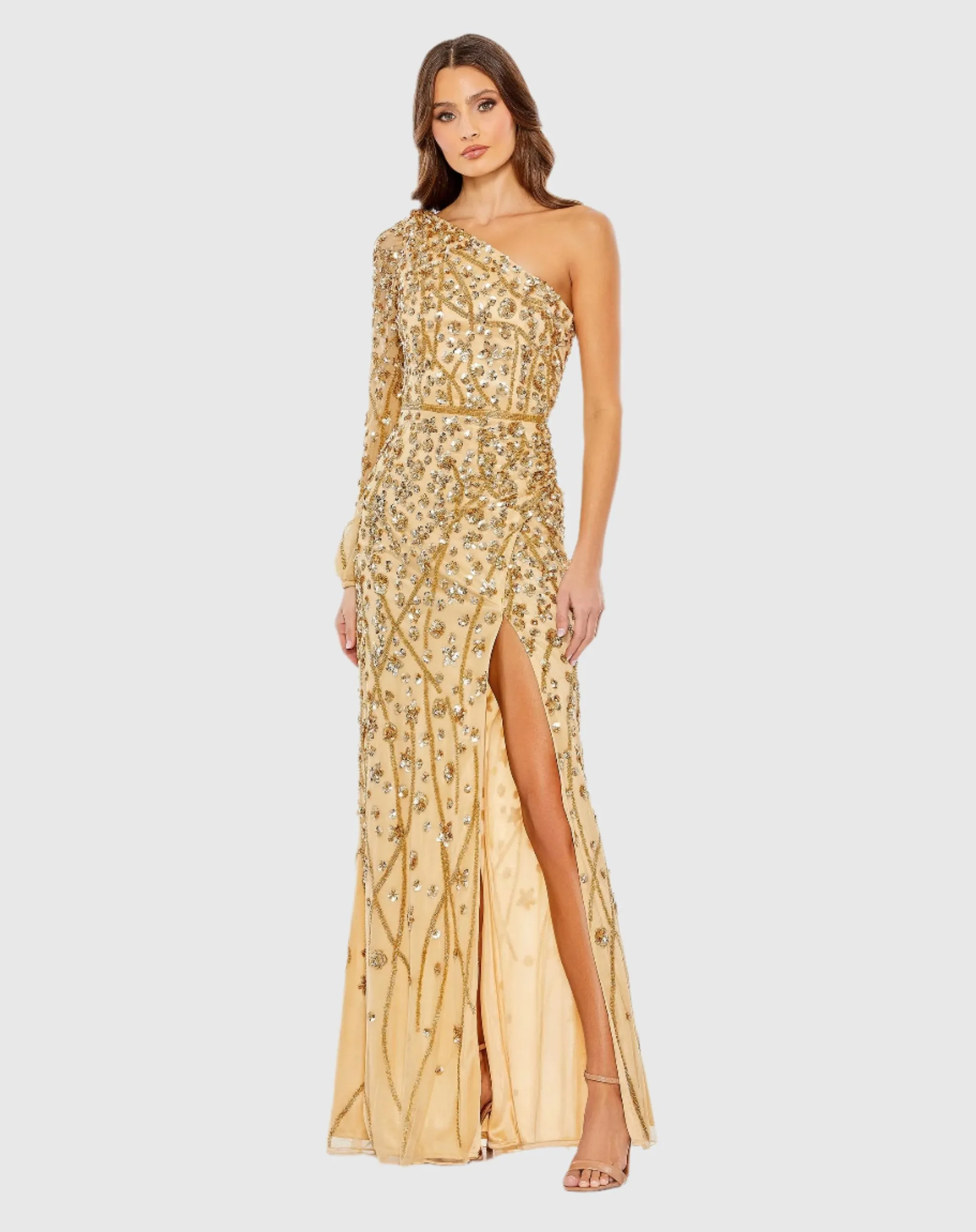 Embellished One Sleeve Faux Wrap Gown sold by Mac Duggal product image thumbnail 2