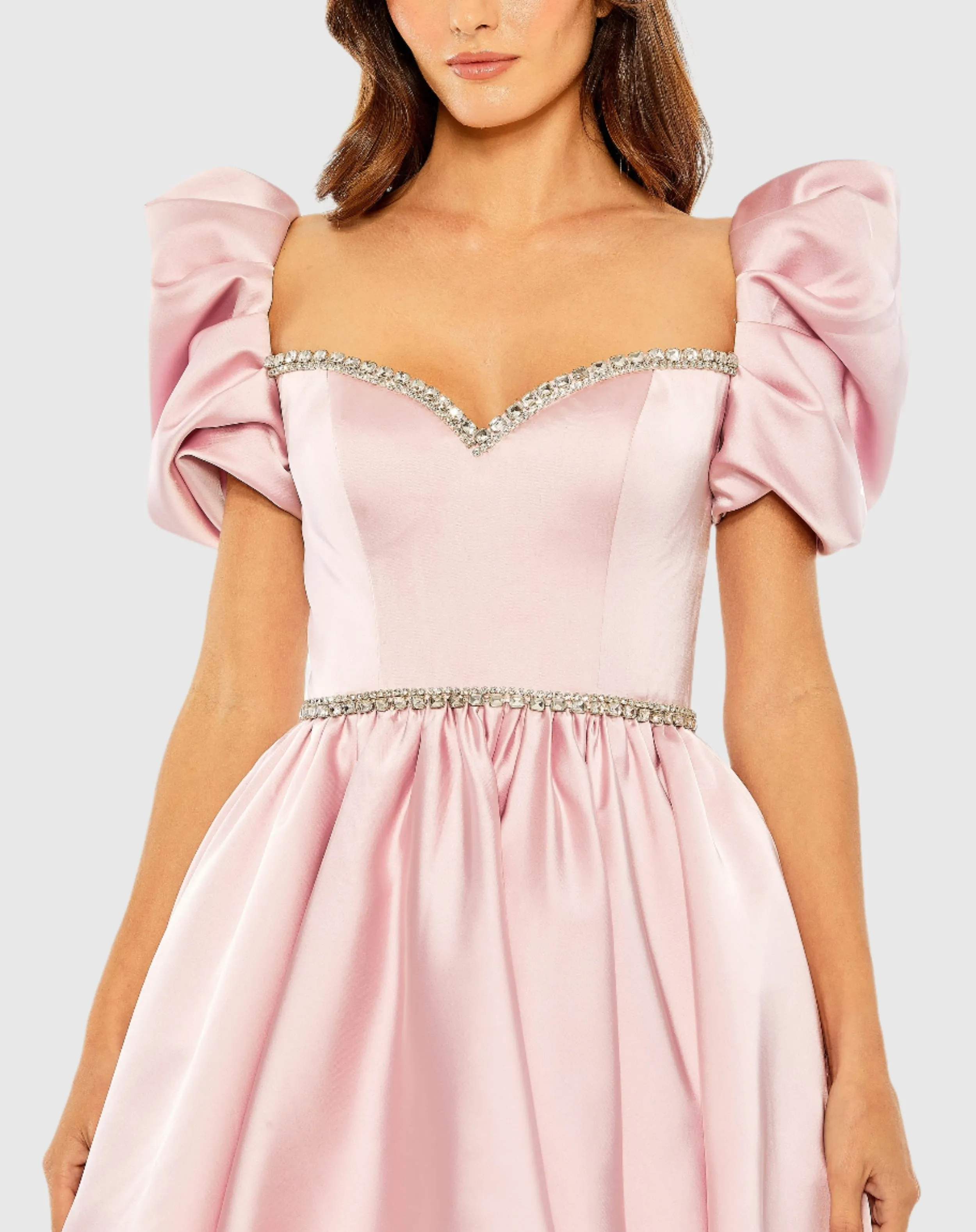 Pink Beaded Top Puff Sleeve Dress sold by Mac Duggal product image thumbnail 2