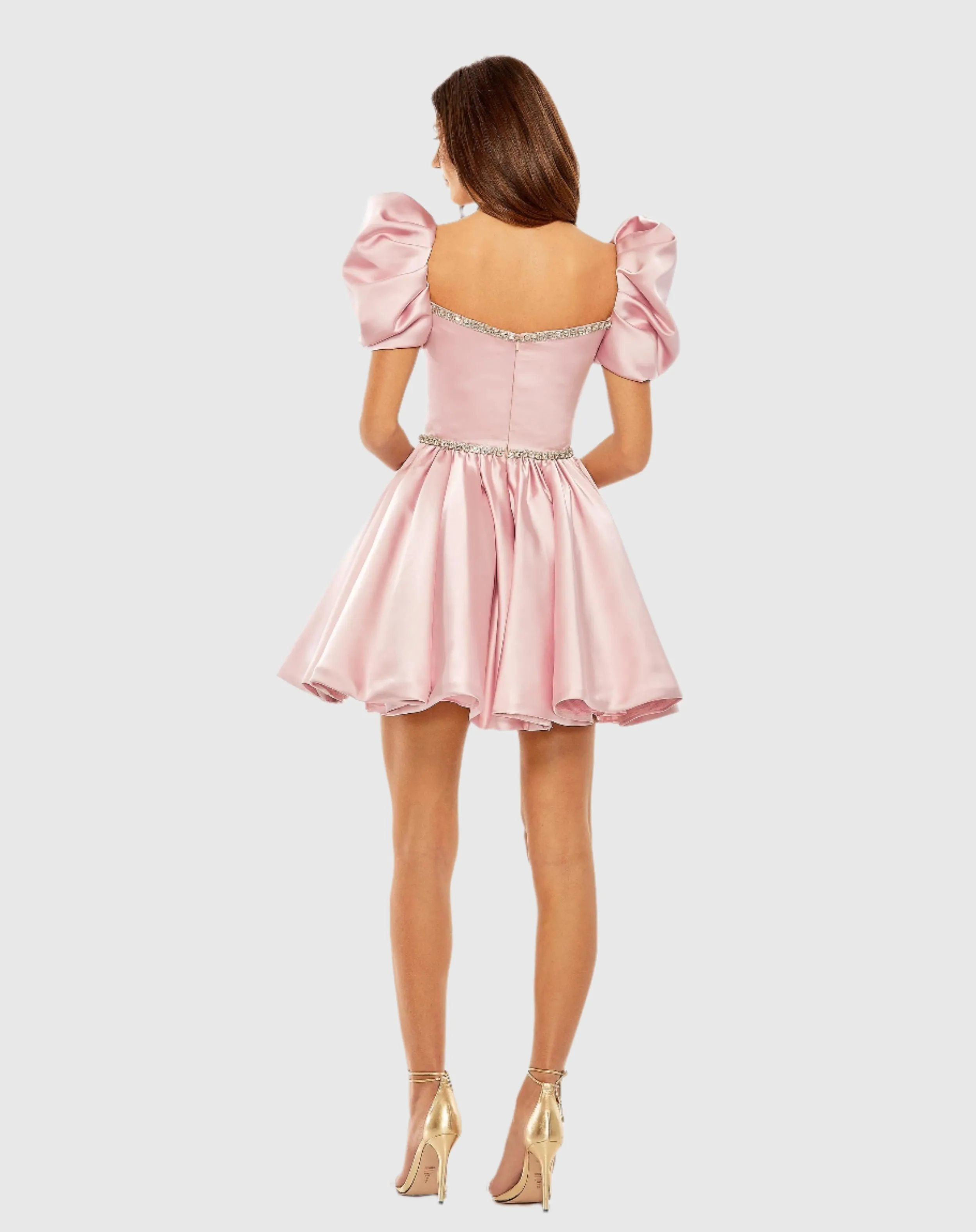 Pink Beaded Top Puff Sleeve Dress sold by Mac Duggal product image thumbnail 3