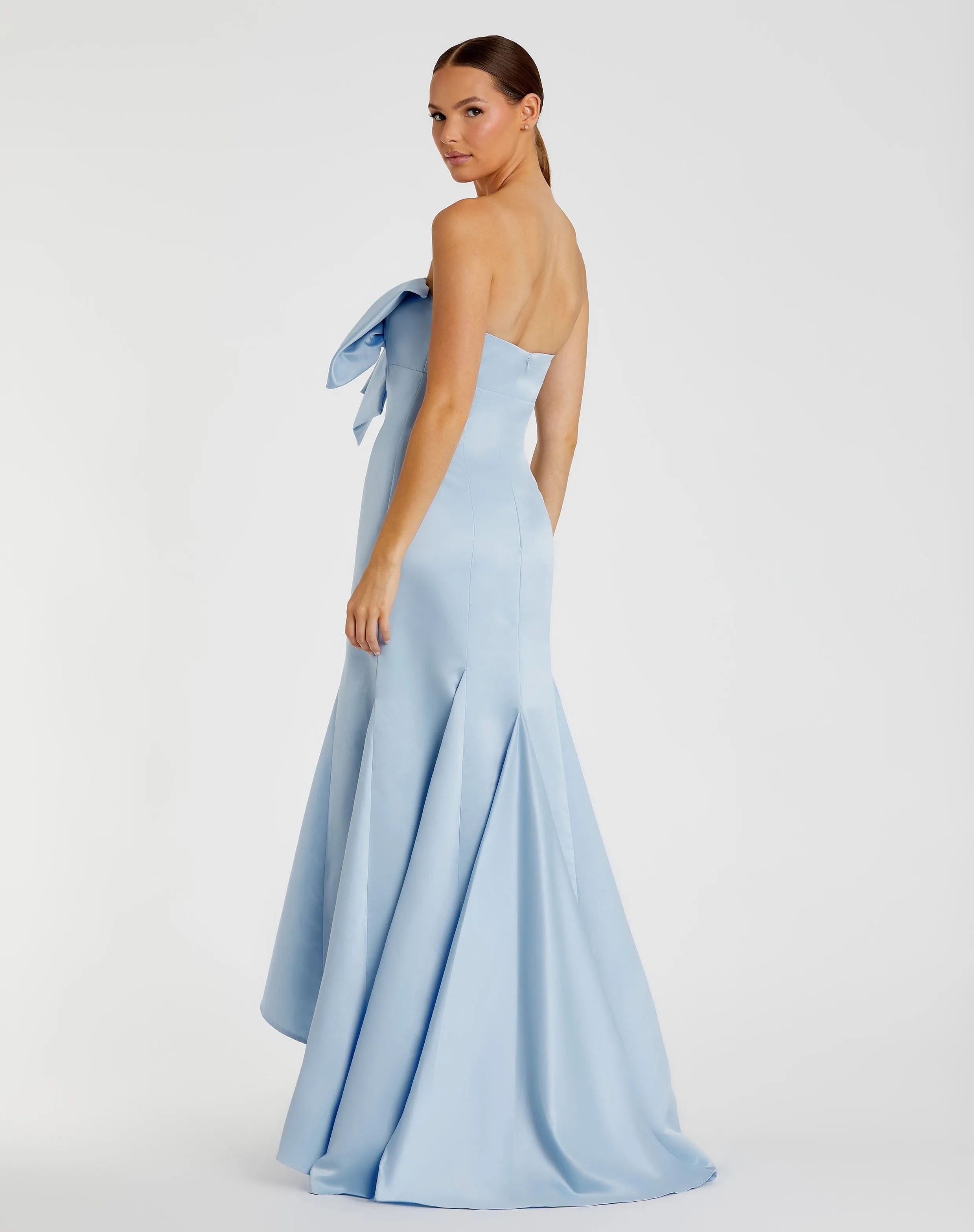 Light Blue Strapless Bow Mermaid Gown sold by Mac Duggal product image thumbnail 3