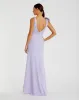 Purple Sleeveless V Neck Bow Detail Mermaid Gown sold by Mac Duggal