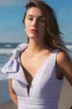 Purple Sleeveless V Neck Bow Detail Mermaid Gown sold by Mac Duggal