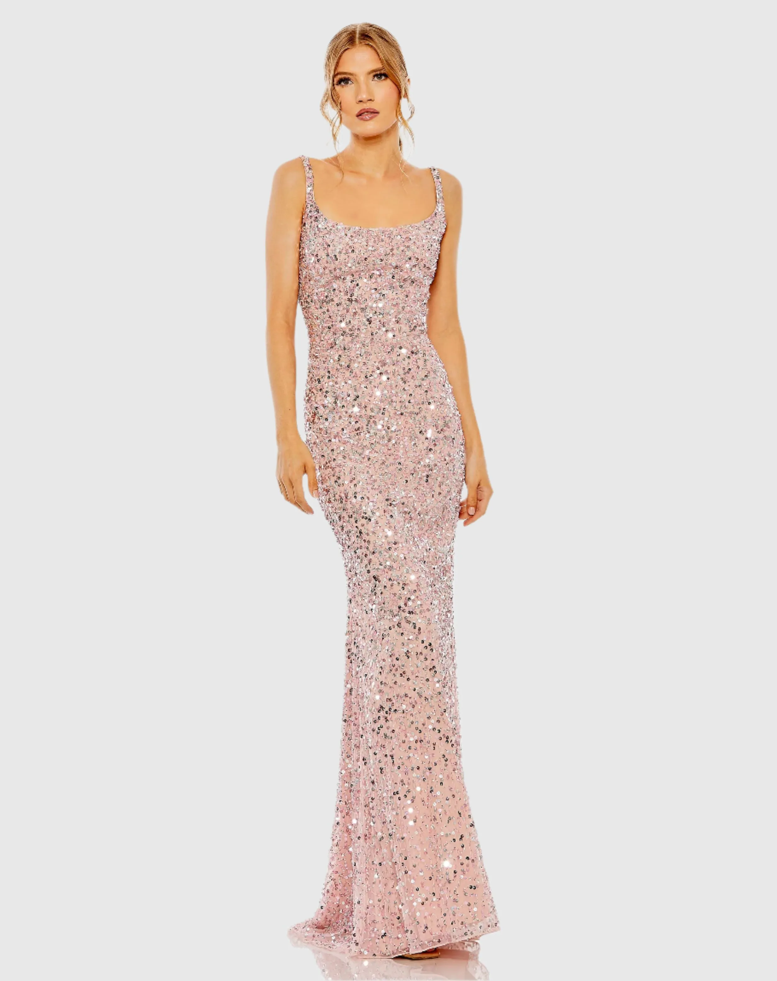 Pink Sequined Low Back Slip Gown sold by Mac Duggal