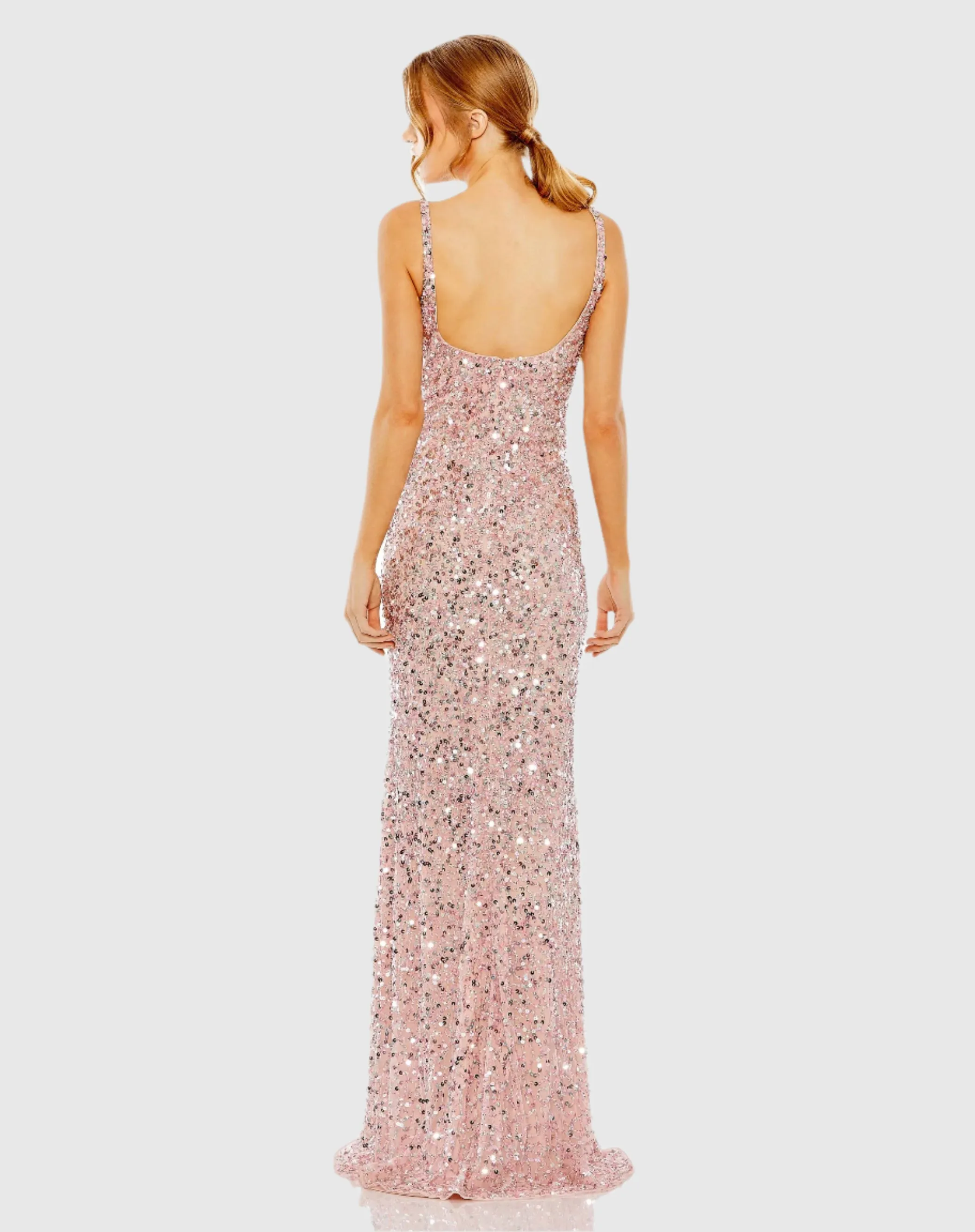 Pink Sequined Low Back Slip Gown sold by Mac Duggal product image thumbnail 3