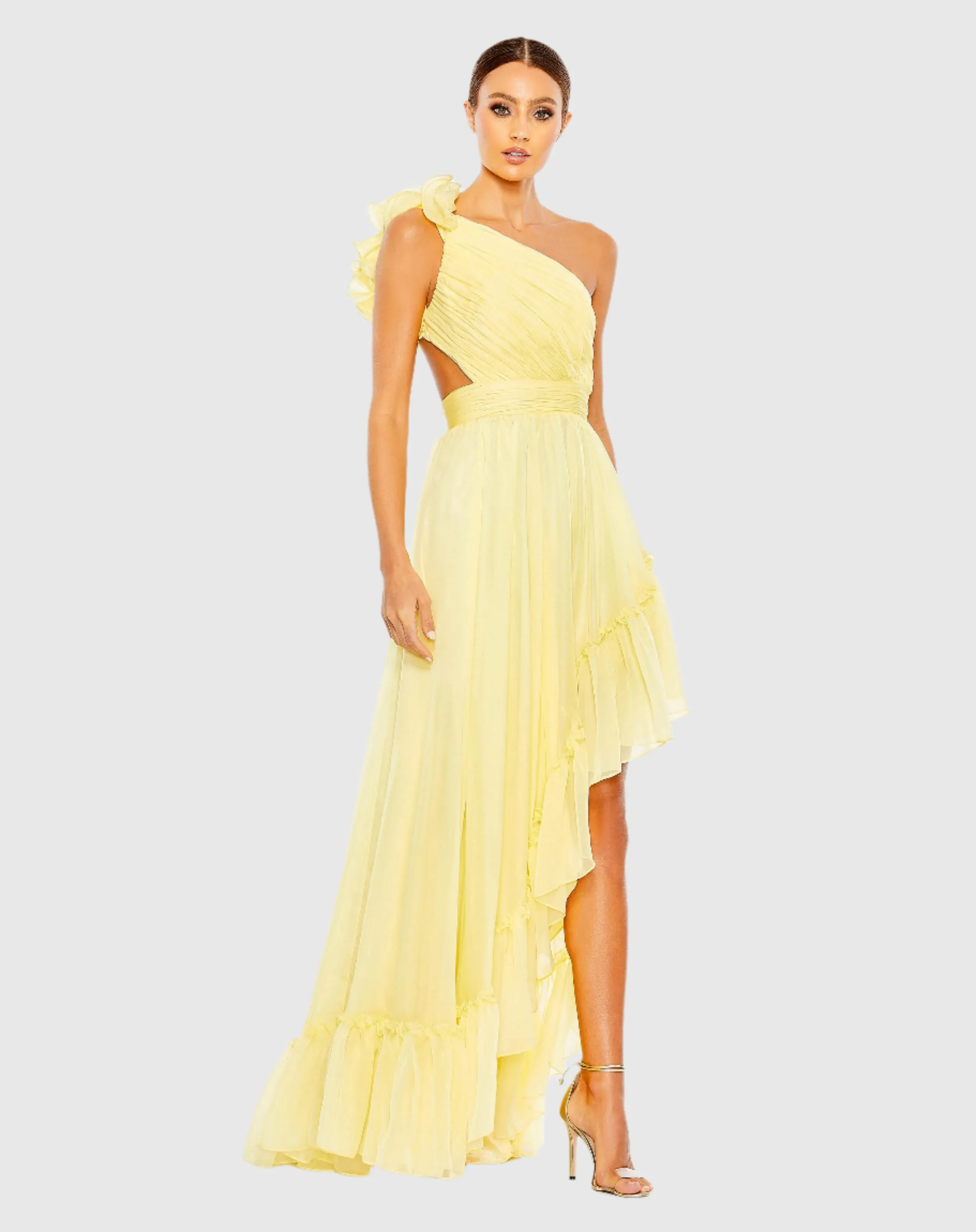 Ruffled One Shoulder Asymmetrical Gown sold by Mac Duggal product image thumbnail 3