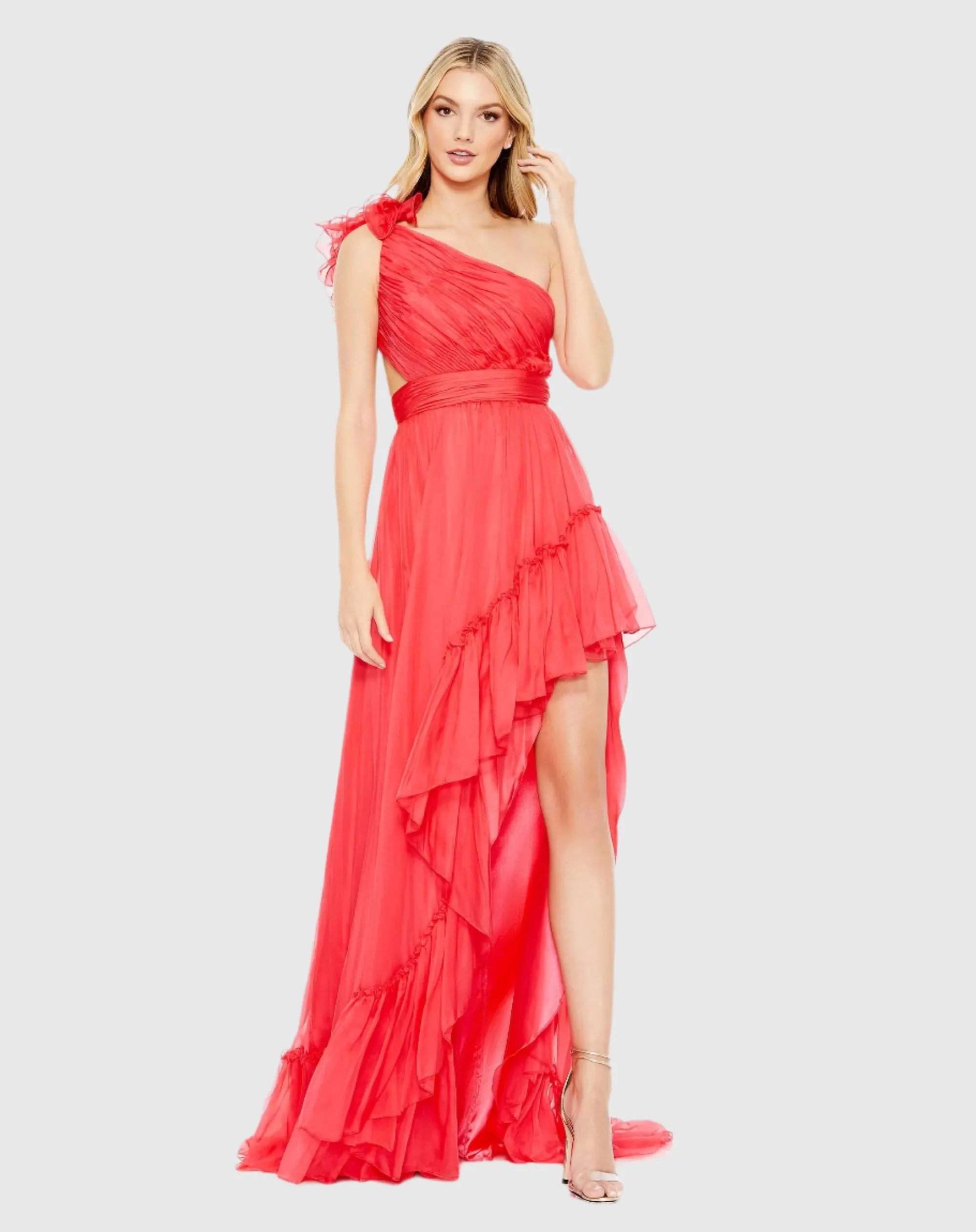 Ruffled One Shoulder Asymmetrical Gown sold by Mac Duggal product image thumbnail 2