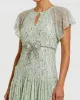 Green Embellished Bow Flutter Sleeve A Line Midi Dress sold by Mac Duggal