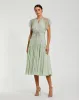 Green Embellished Bow Flutter Sleeve A Line Midi Dress sold by Mac Duggal