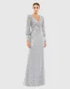 Sequined Wrap Over Bishop Sleeve Gown sold by Mac Duggal