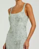 Green Beaded Mesh Scoop Neck Fitted Gown With Bows sold by Mac Duggal