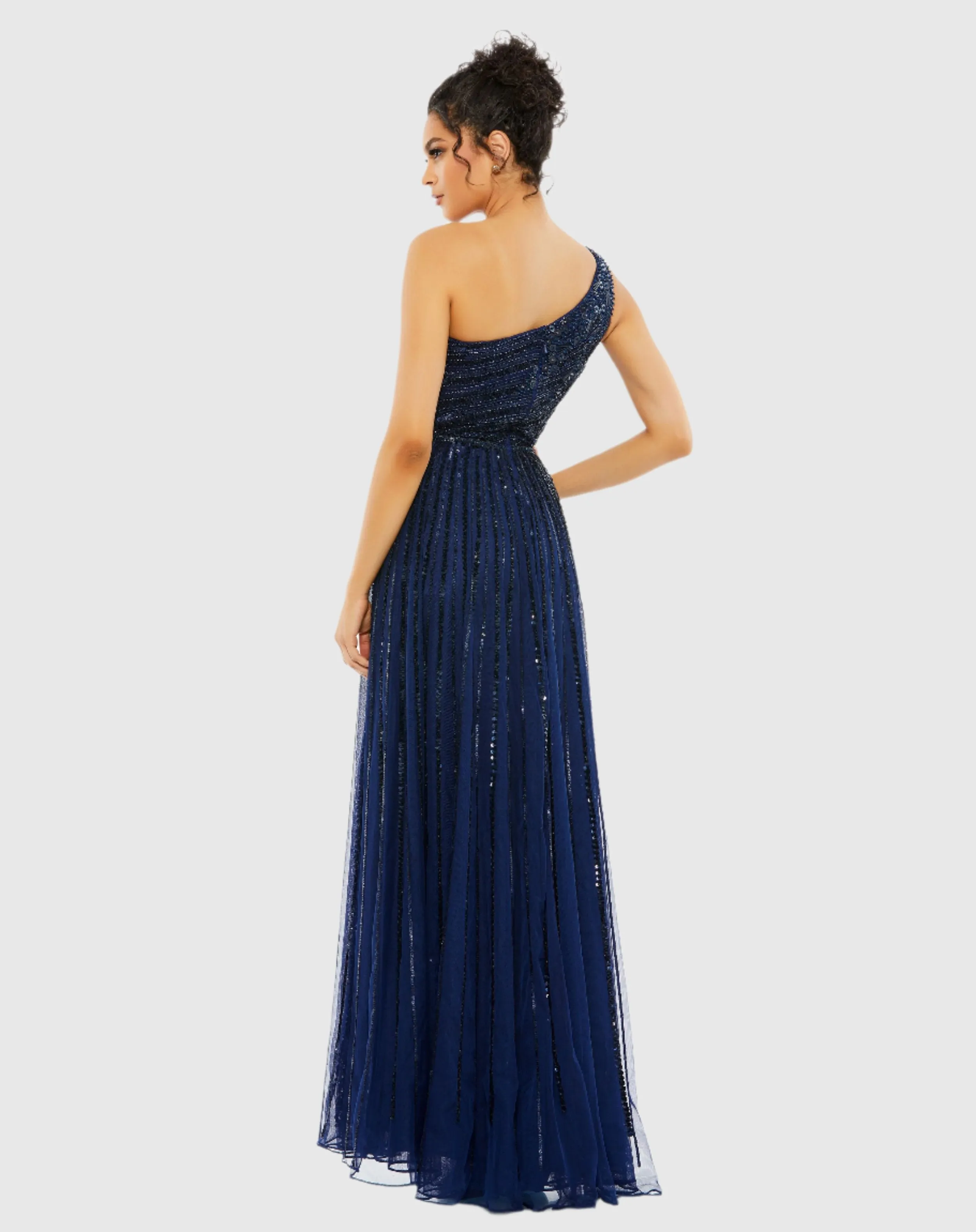 Navy Embellished One Shoulder A-Line Gown sold by Mac Duggal product image thumbnail 3
