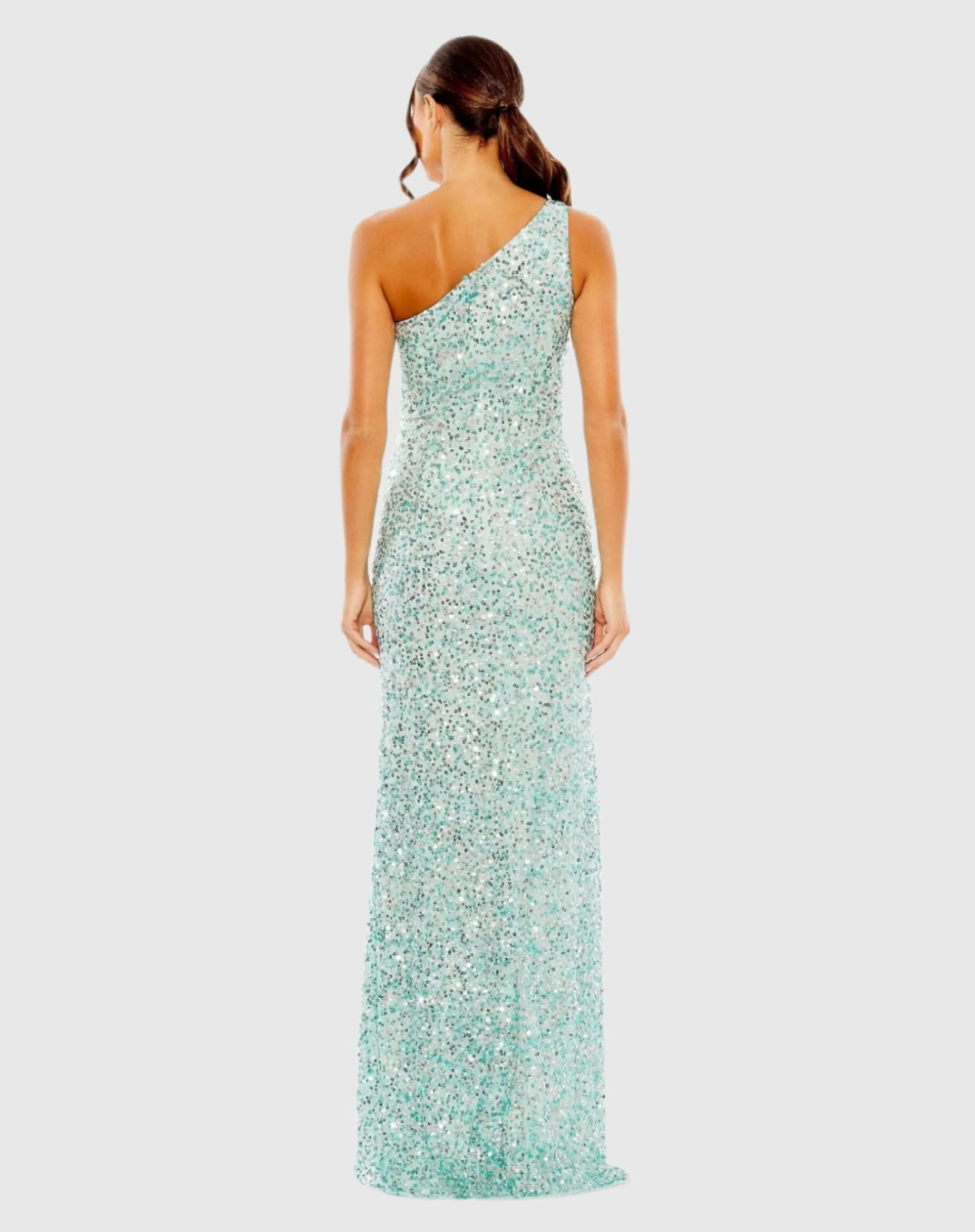 Blue Sequined One Shoulder Gown With Slit sold by Mac Duggal product image thumbnail 3