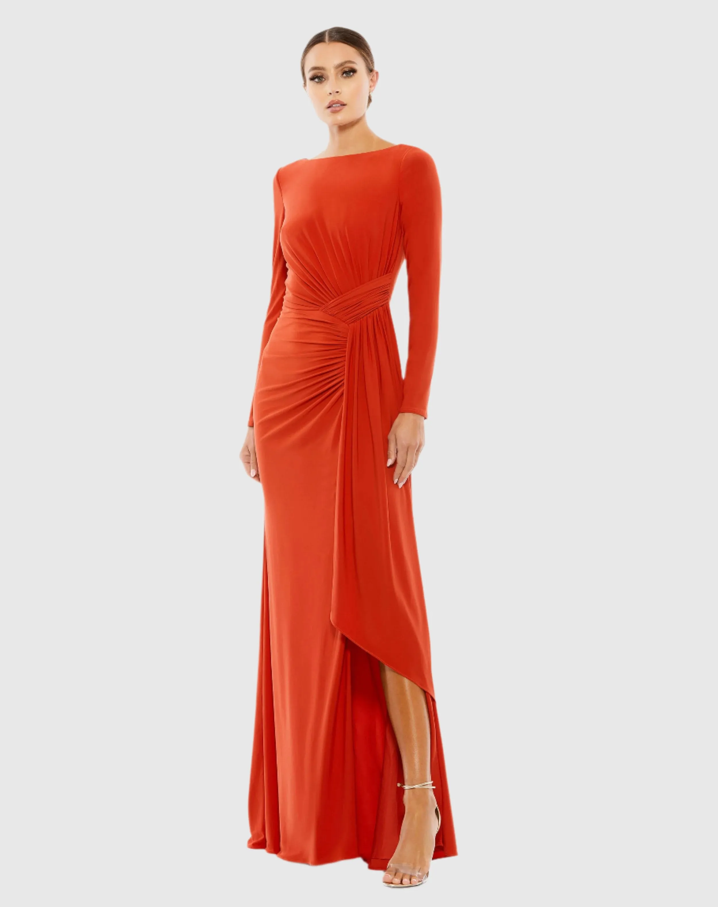Ruched Long Sleeve Cowl Neck Gown sold by Mac Duggal product image thumbnail 2