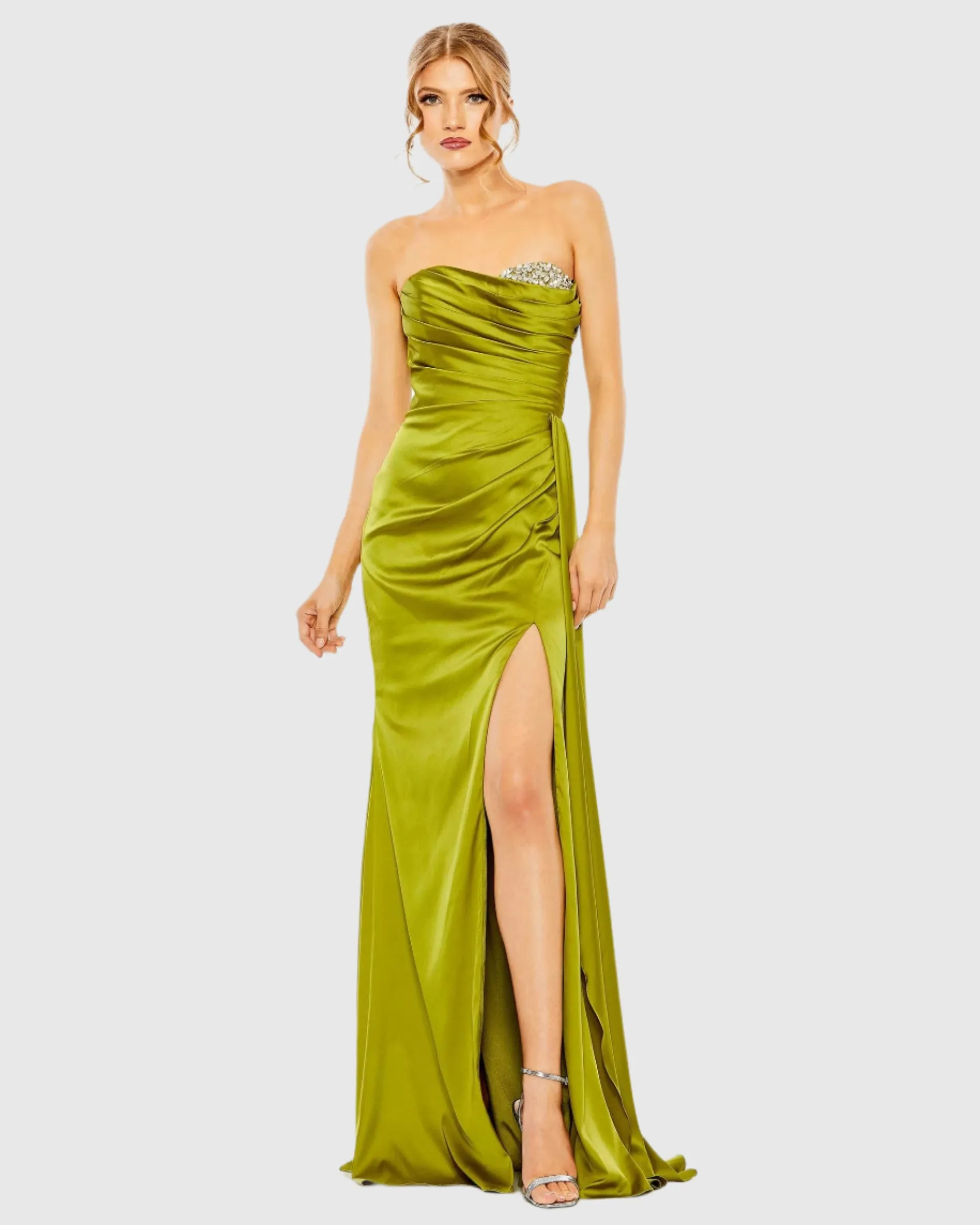 Strapless Embellished Sweetheart Neckline Satin Gown sold by Mac Duggal product image thumbnail 2