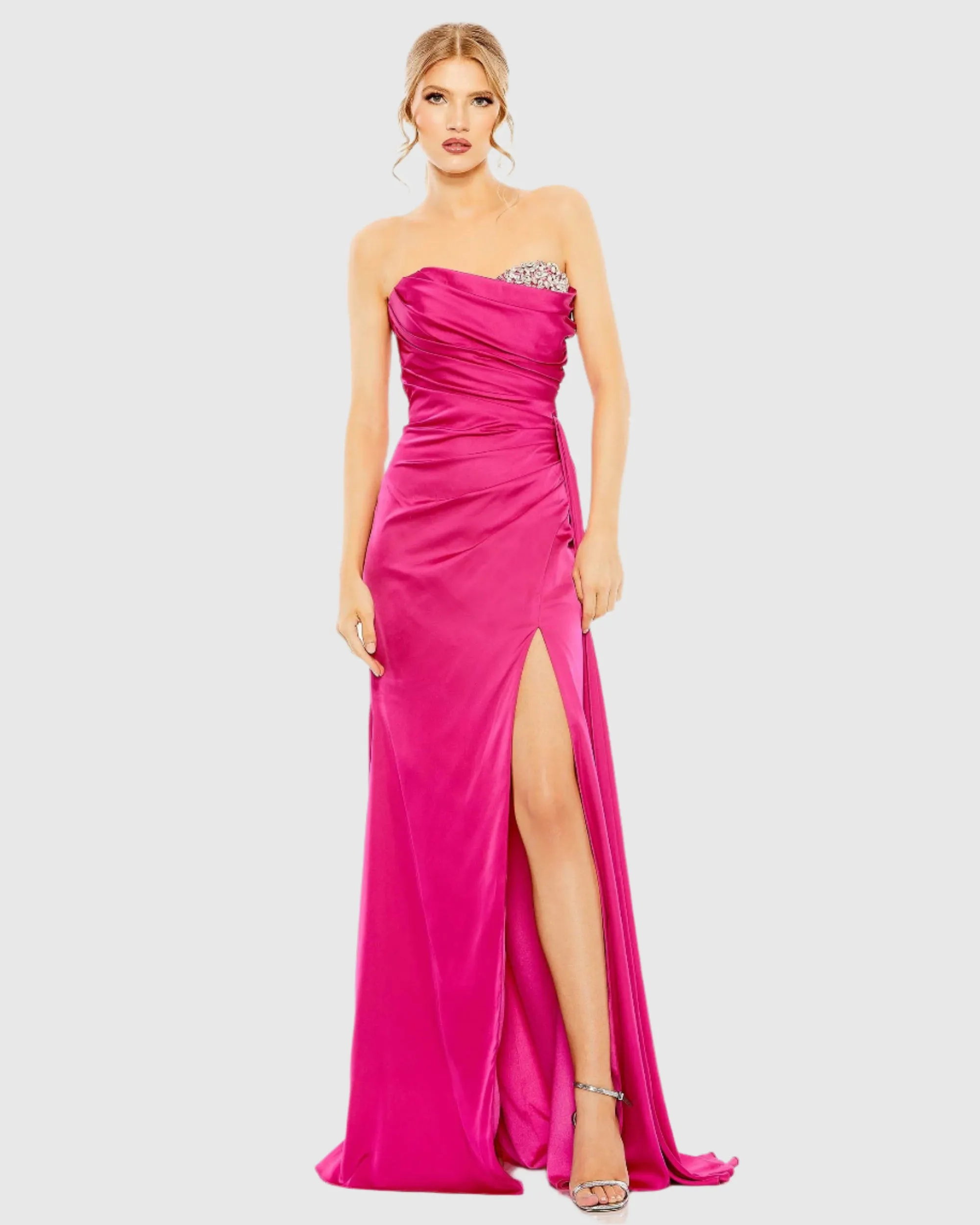 Strapless Embellished Sweetheart Neckline Satin Gown sold by Mac Duggal
