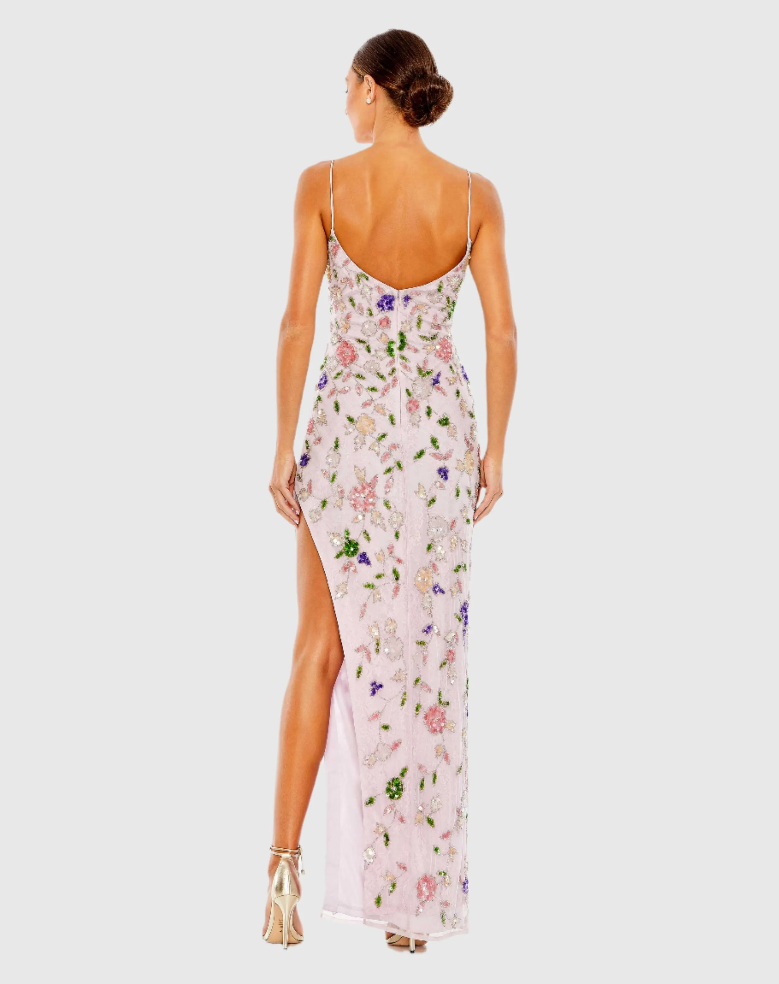 Purple Embellished Lace Sleeveless V Neck Gown sold by Mac Duggal product image thumbnail 4
